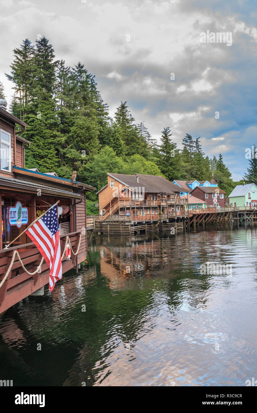 Creek Street, tourist walk, Ketchikan, Alaska, Inside Passage Stock Photo