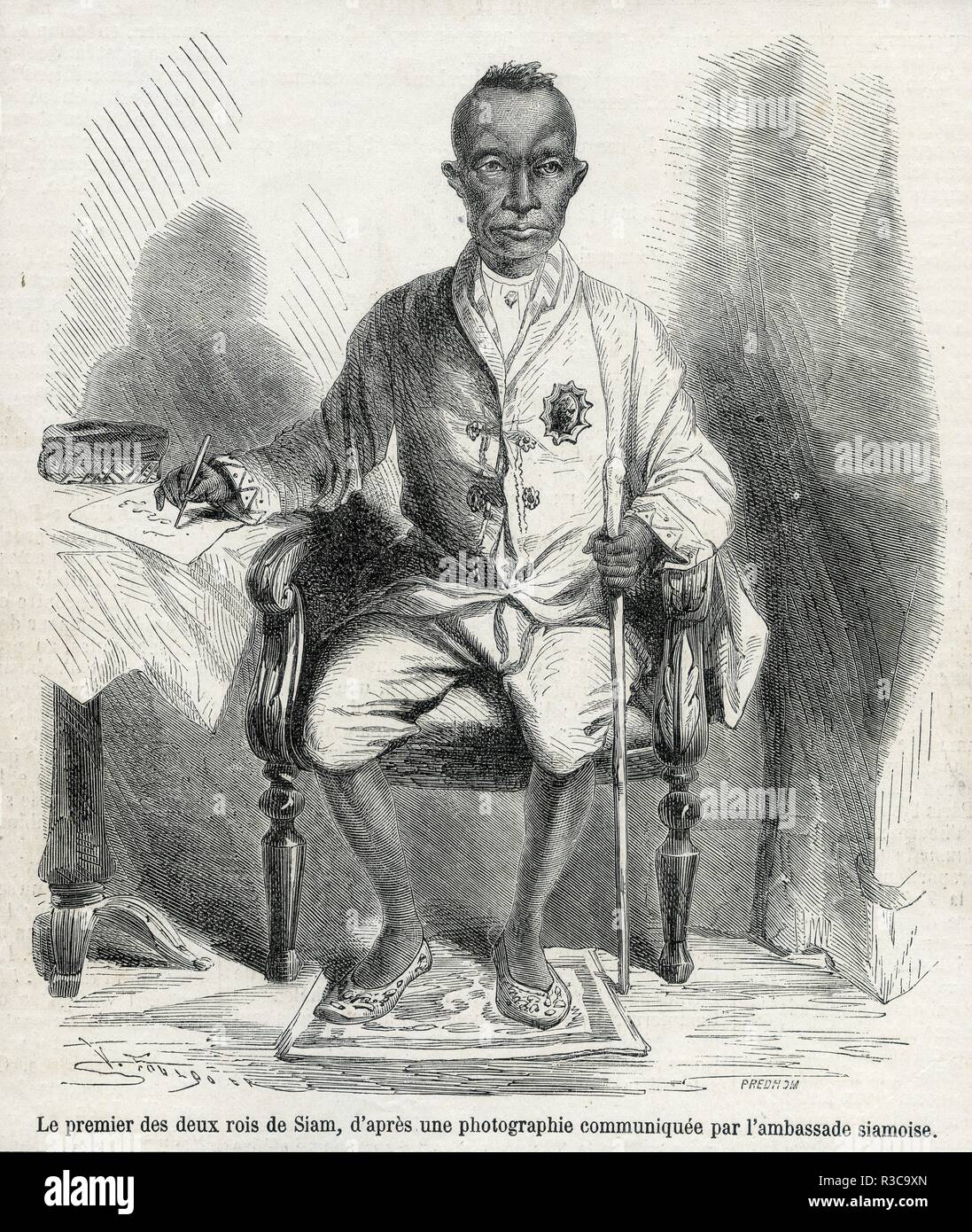King Mongkut Rama 4, LE MONDE ILLUSTRE Journal Hebdomadaire 5th year No. 222 July 13,1861. Stock Photo