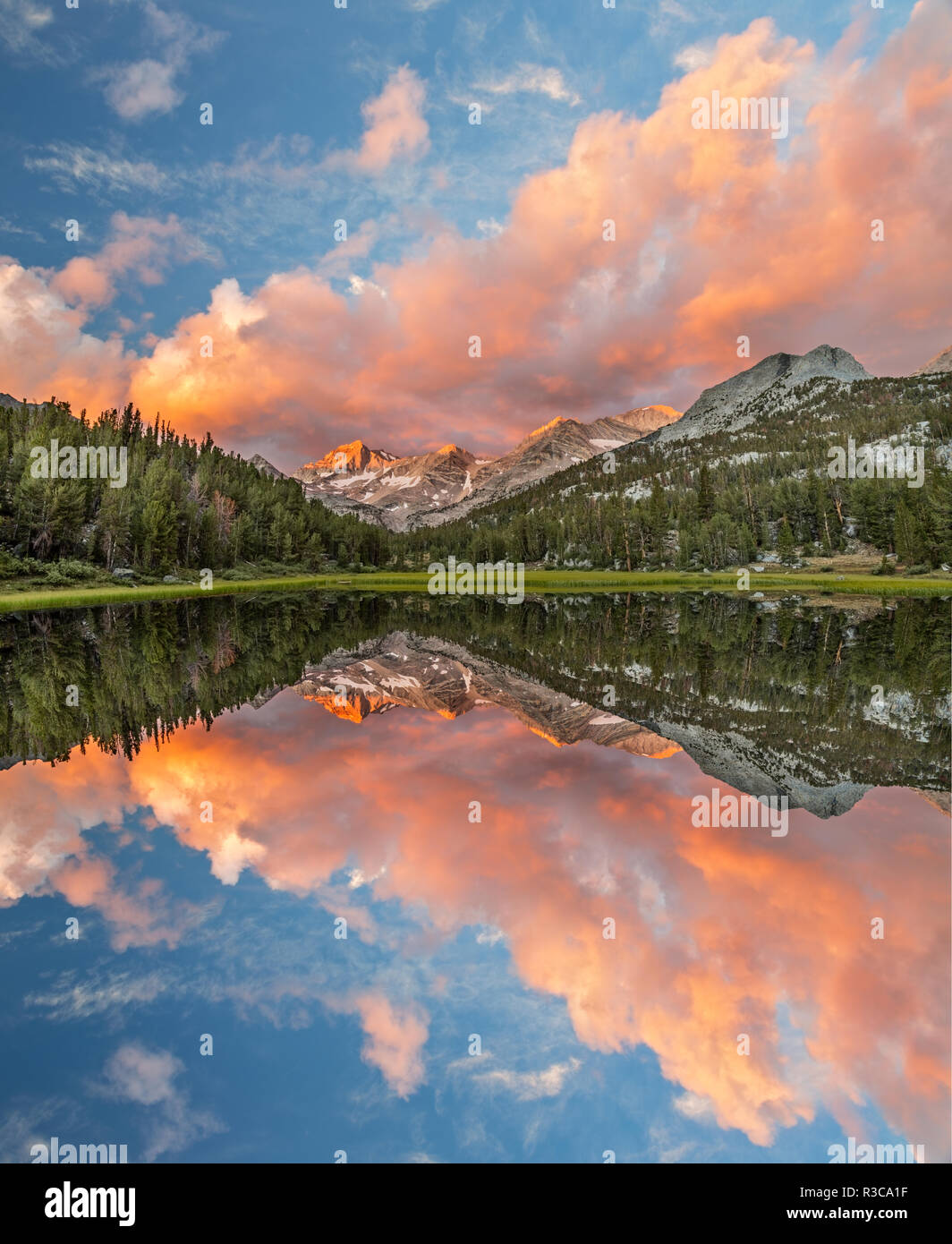 Marsh Lake at sunrise, John Muir Wilderness, Inyo National Forest, California. Stock Photo