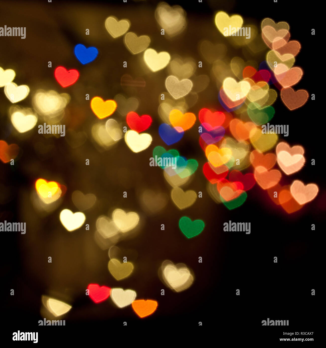 colorful bokeh in the form of heart Stock Photo