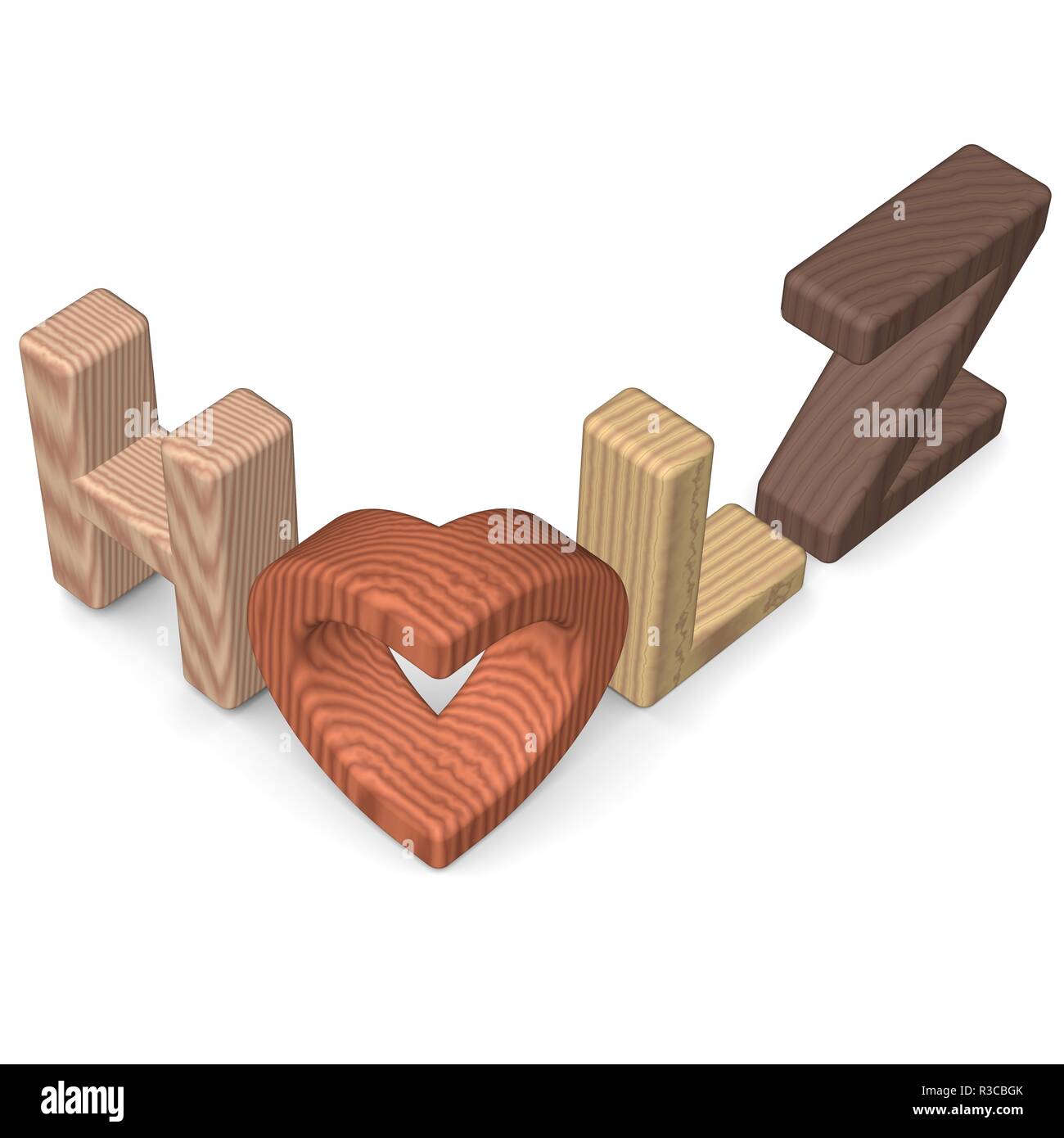 lettering wooden forms heart Stock Photo