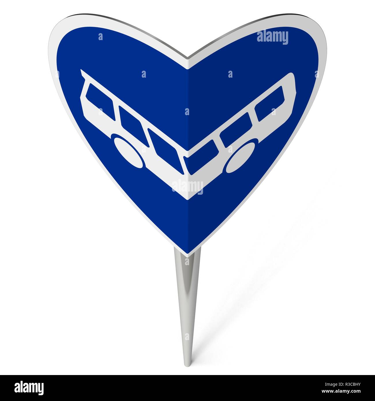 road sign bus route forming heart Stock Photo