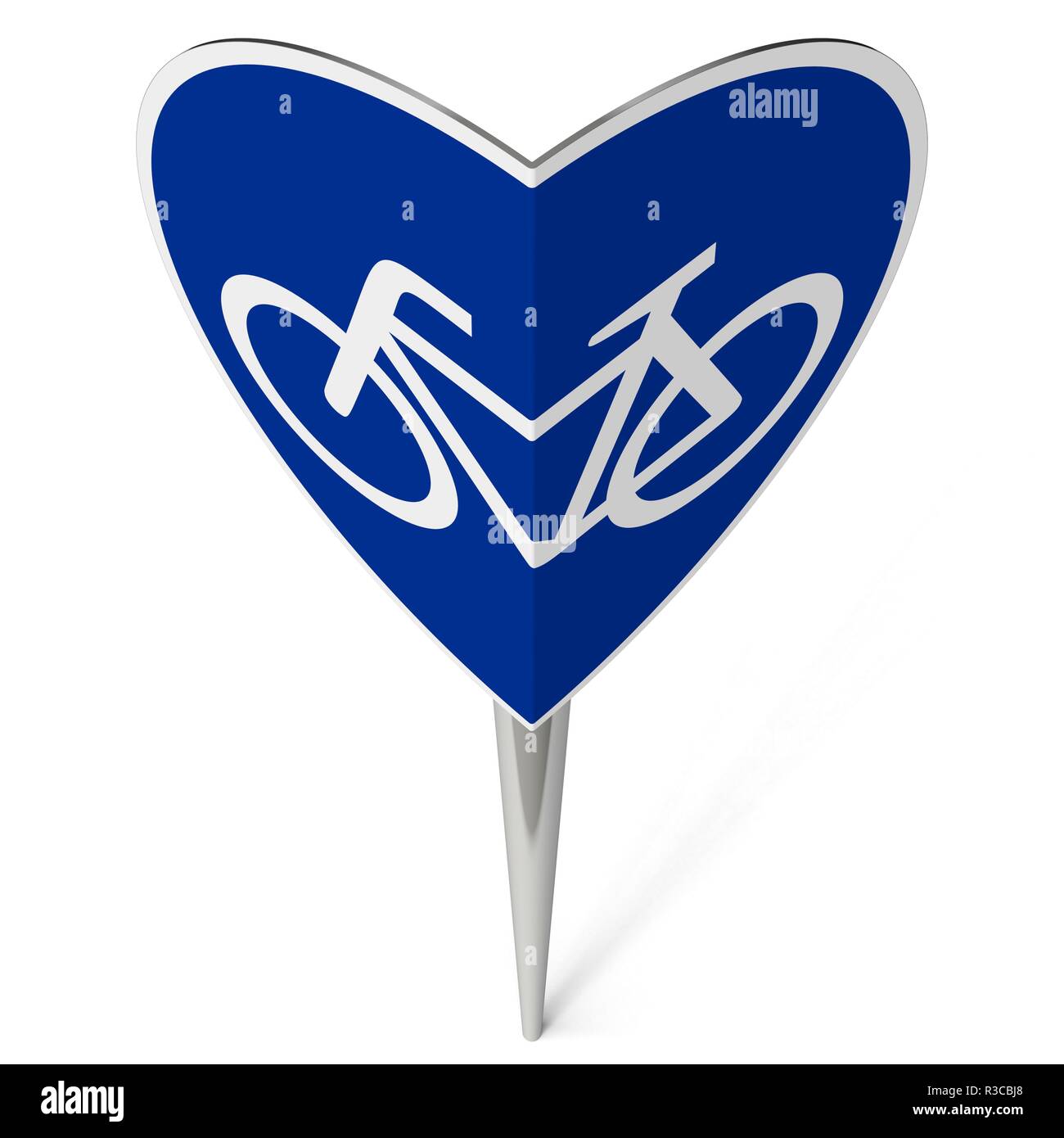 road sign bicycle path forming heart Stock Photo