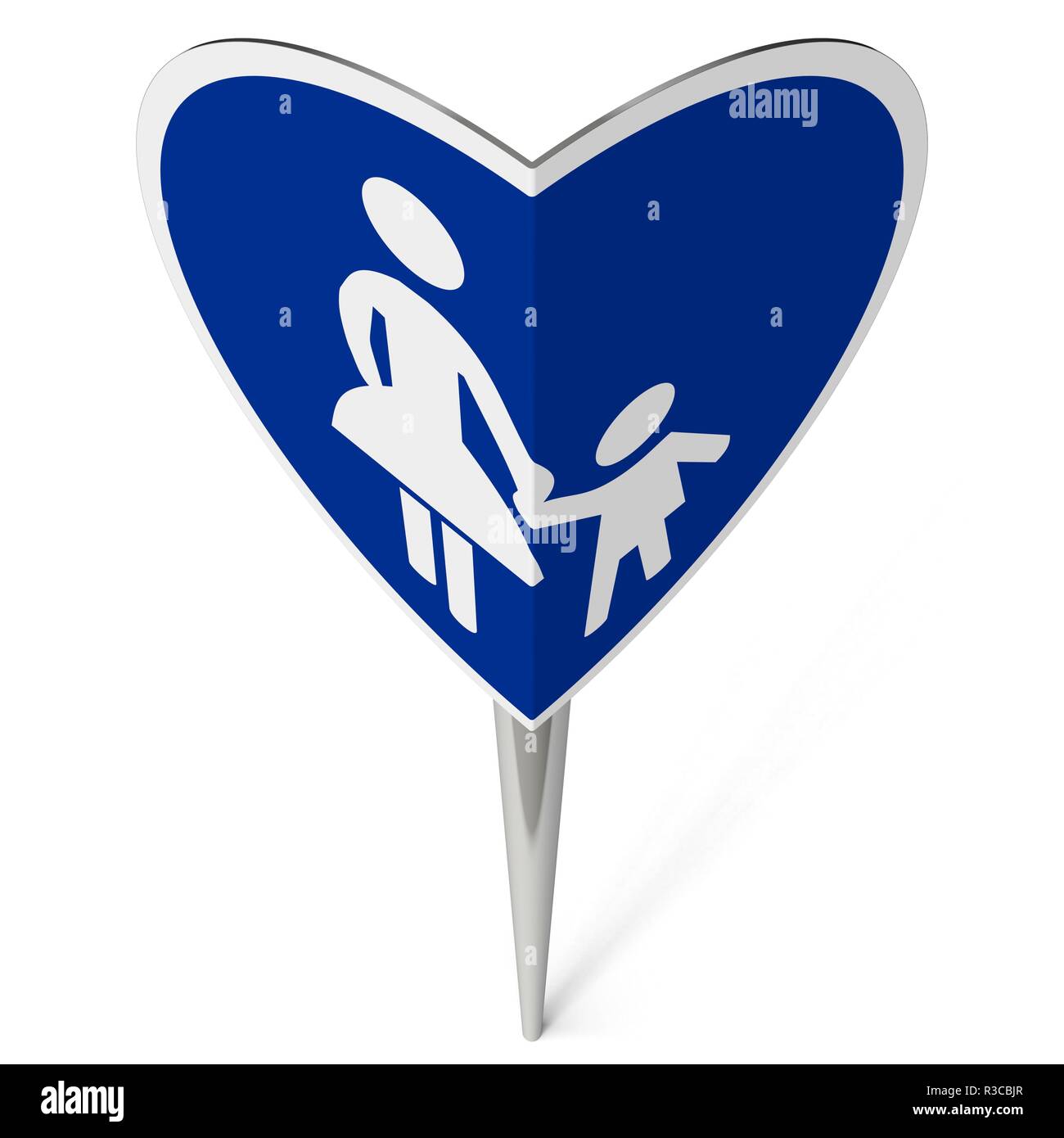 traffic sign pedestrian path forming heart Stock Photo