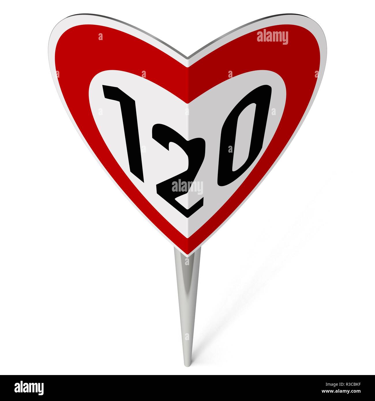 road sign tempo 120 provides heart Stock Photo