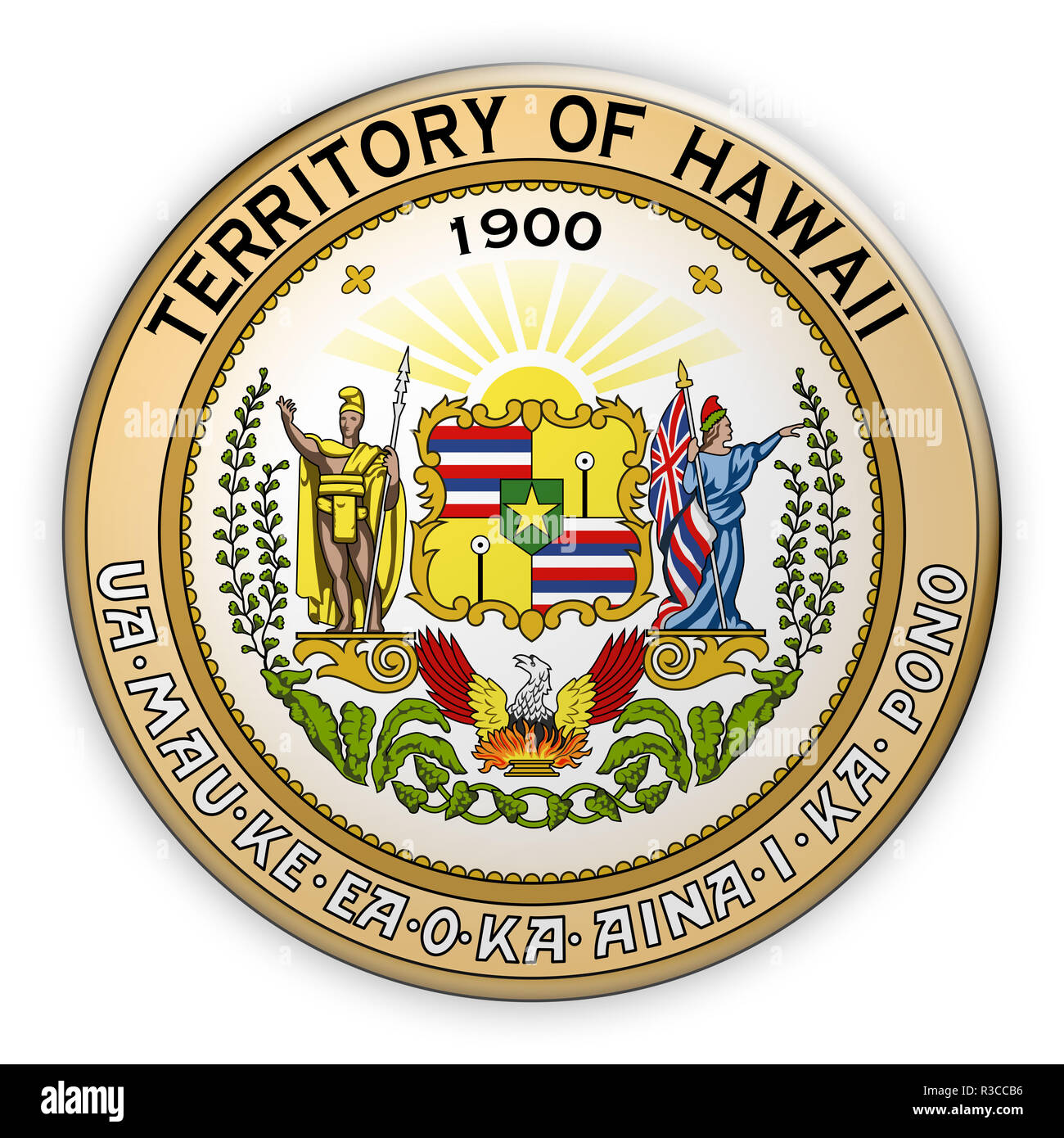 Badge Historic US State Seal Hawaii, 3d illustration Stock Photo Alamy