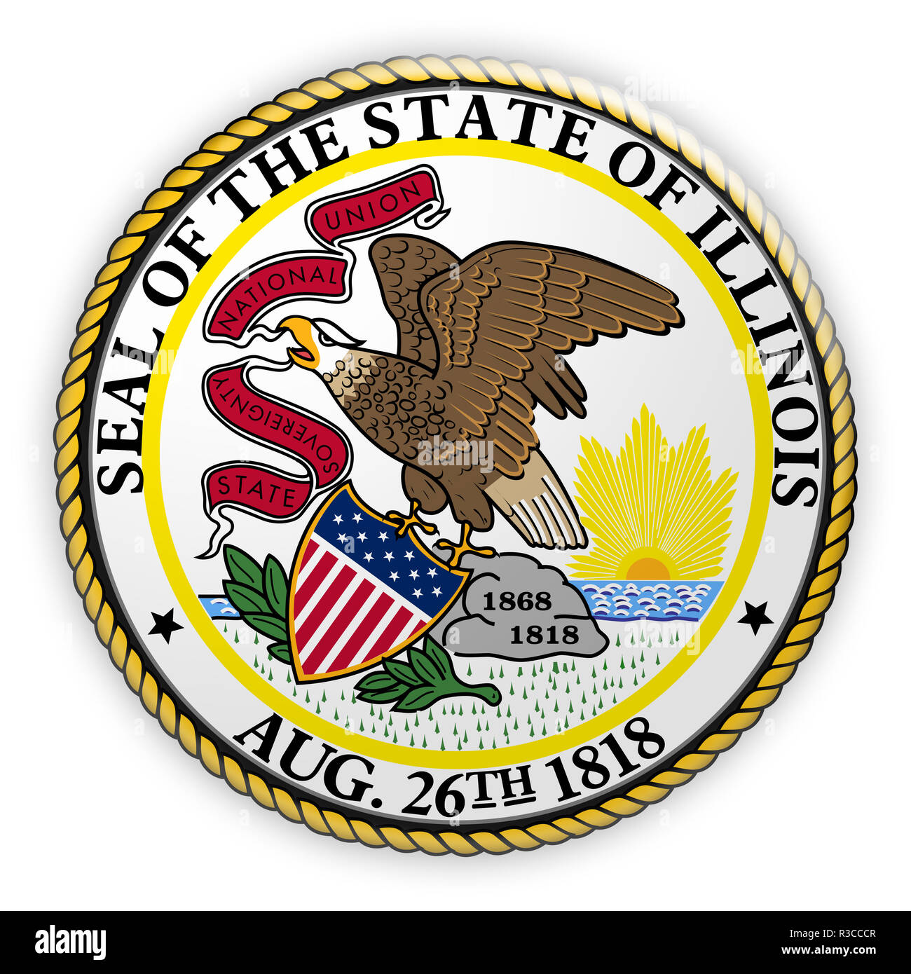 Badge US State Seal Illinois, 3d illustration Stock Photo Alamy