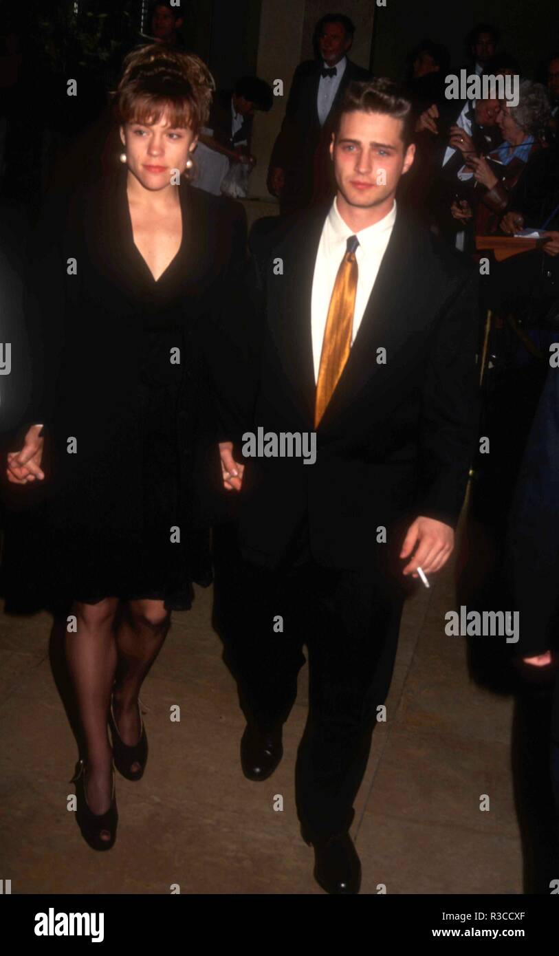 Beverly Hills Ca January 30 Actress Christine Elise And Actor Jason Priestley Attend The American Friends Of The Hebrew University S Scopus Award Honoring Aaron Spelling On January 30 1993 At The