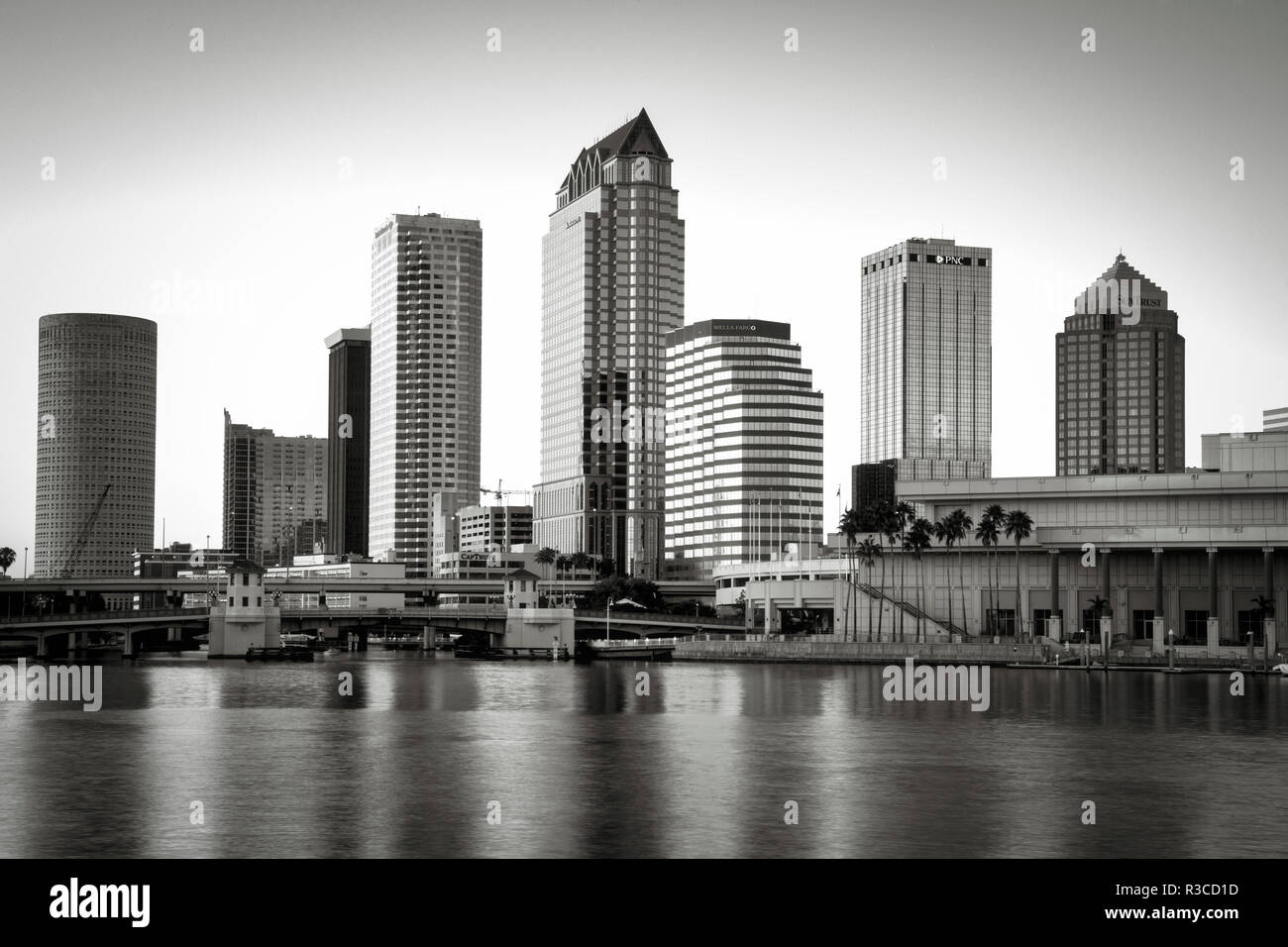 Black and white image of the Tampa skyline Stock Photo