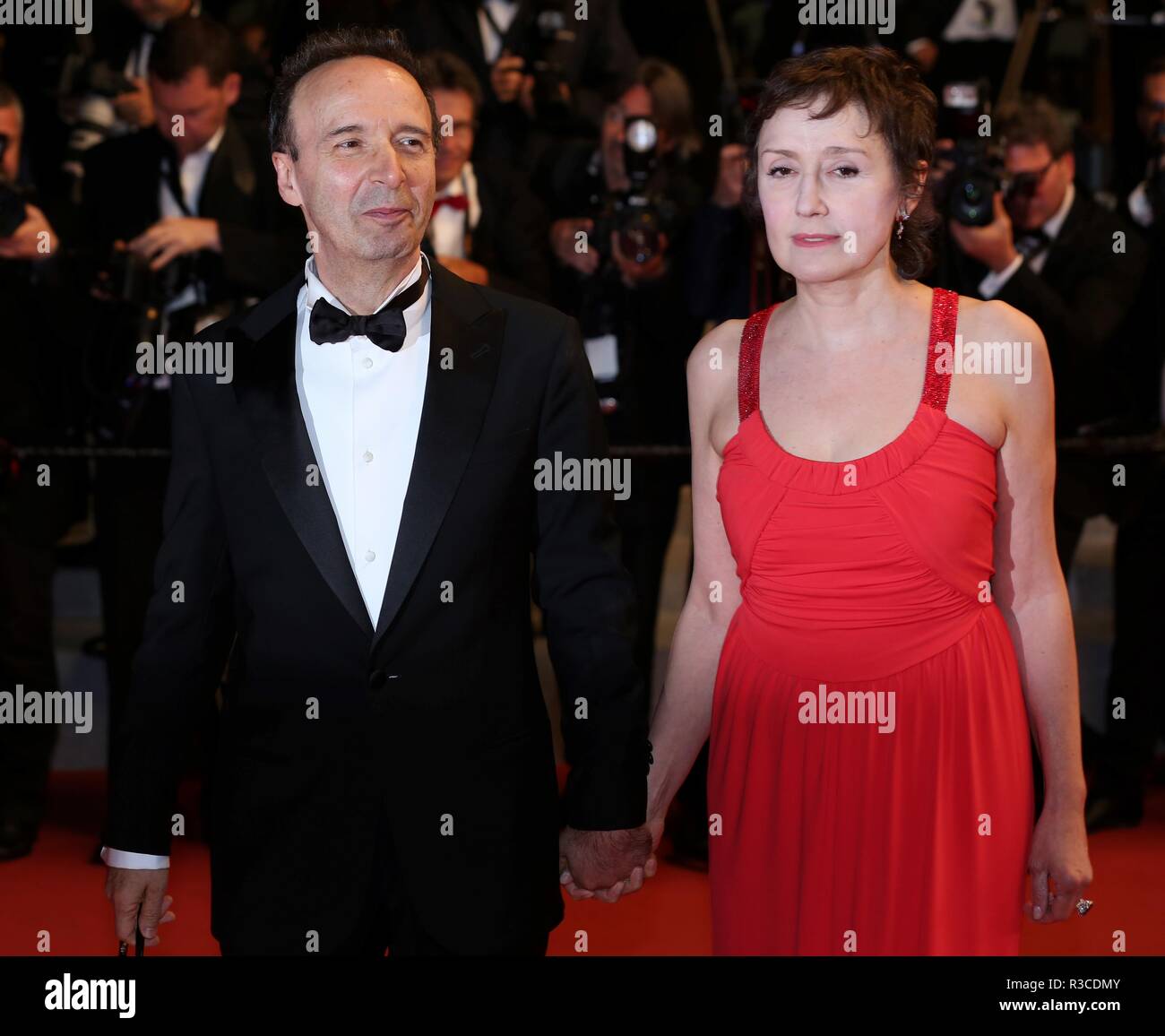 CANNES, FRANCE – MAY 16, 2018: Nicoletta Braschi and Roberto Benigni walk the red carpet for the 'Dogman' screening at the Festival de Cannes Stock Photo