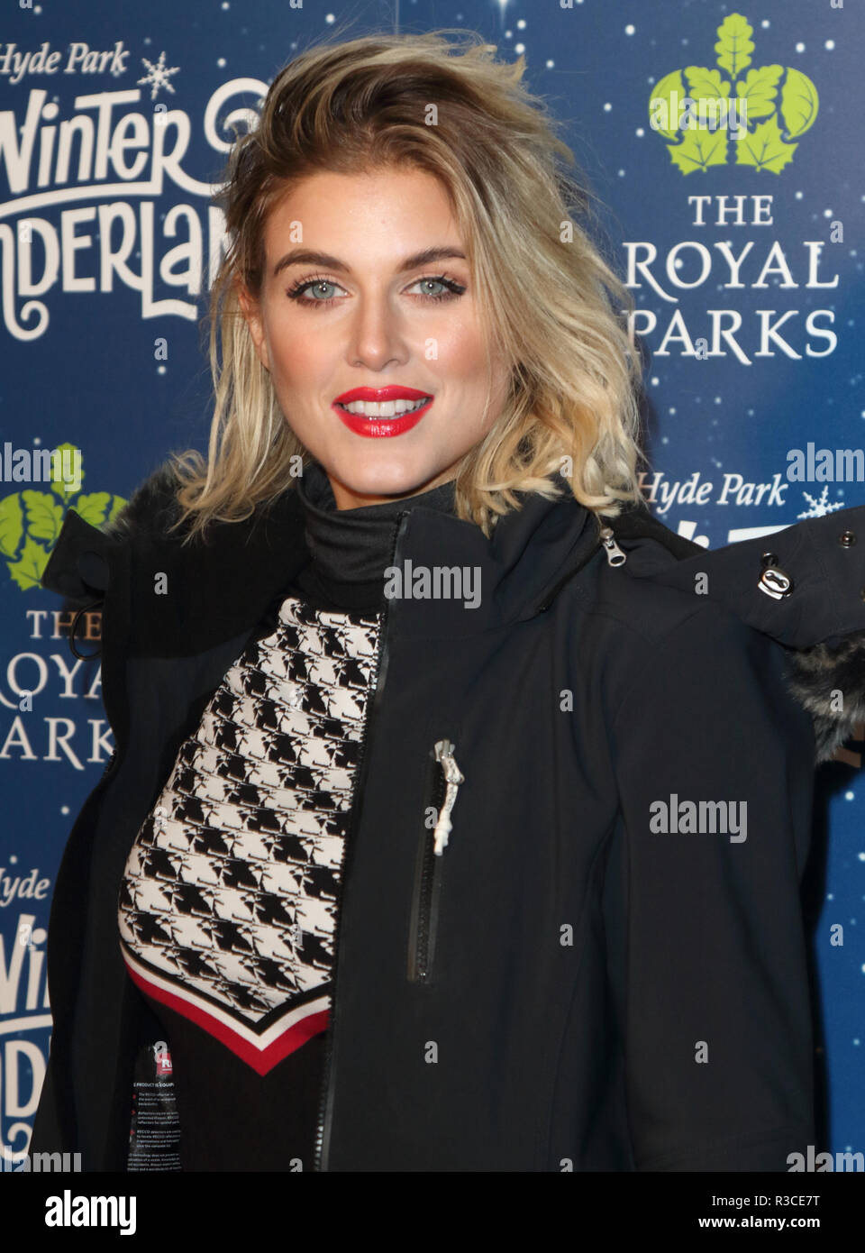 Ashley James at the Hyde Park Winter Wonderland VIP launch. British celebrities gather at Hyde Park for the VIP Launch of Hyde Park Winter Wonderland 2018. Stock Photo