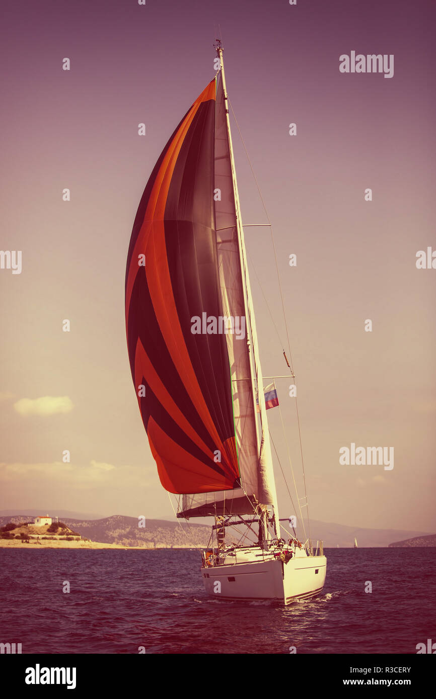 Sailing luxury yacht boat in the Aegean Sea in Greece Stock Photo - Alamy