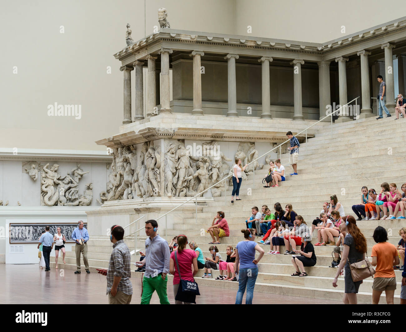 Berlin. Germany. Pergamon Museum. Reconstruction of the Great Altar of Pergamon aka Pergamon Altar.  Built during the reign of king Eumenes II in the  Stock Photo