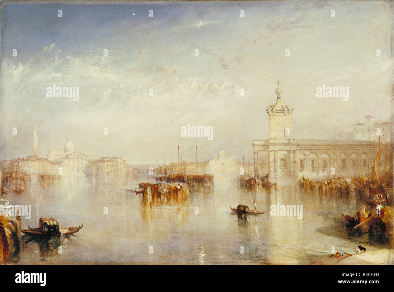 The Dogano, San Giorgio, Citella, from the Steps of the Europa. Date/Period: 1842. Painting. Oil on canvas. Height: 616 cm (20.2 ft); Width: 927 cm (10.1 yd). Author: J. M. W. Turner. TURNER, JOSEPH MALLORD WILLIAM. Stock Photo