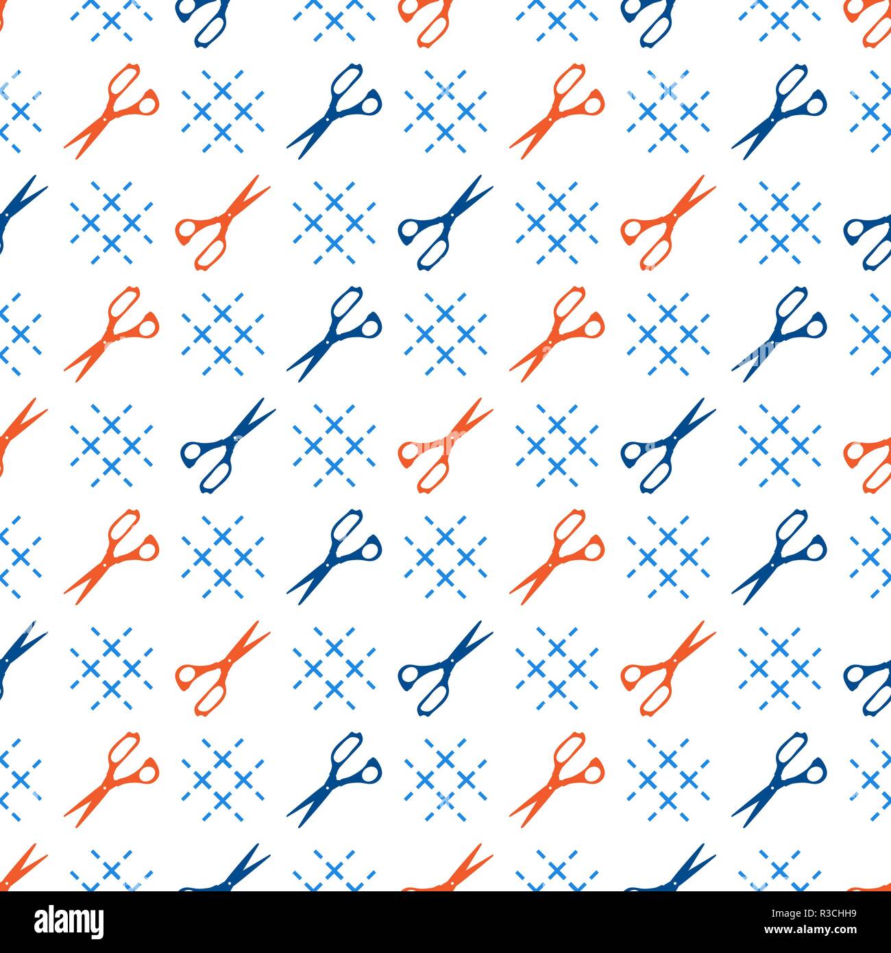 Seamless pattern with scissors. Sewing and needlework background. Template for design, fabric