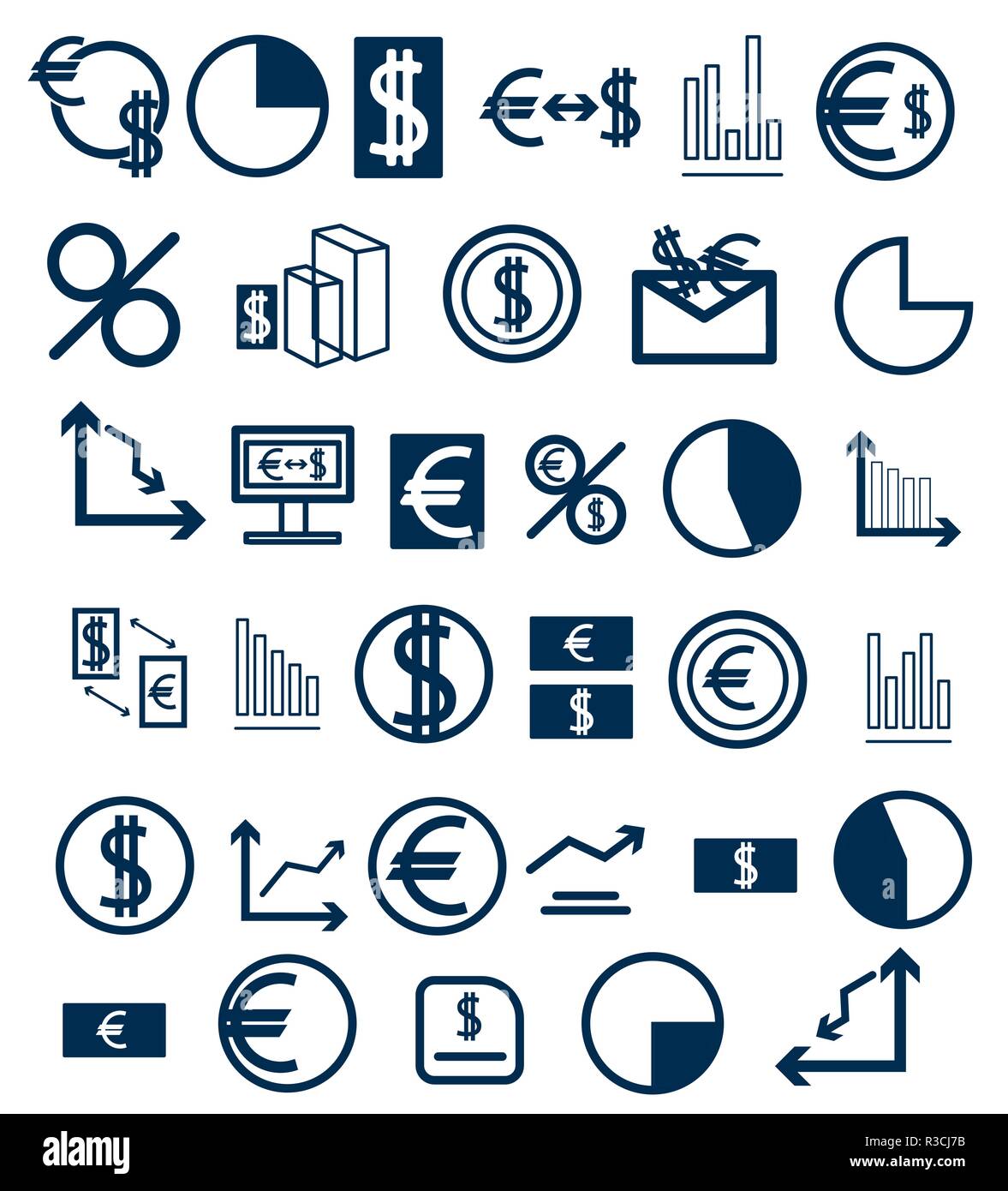 Set of icons on a financial theme. Stock Vector