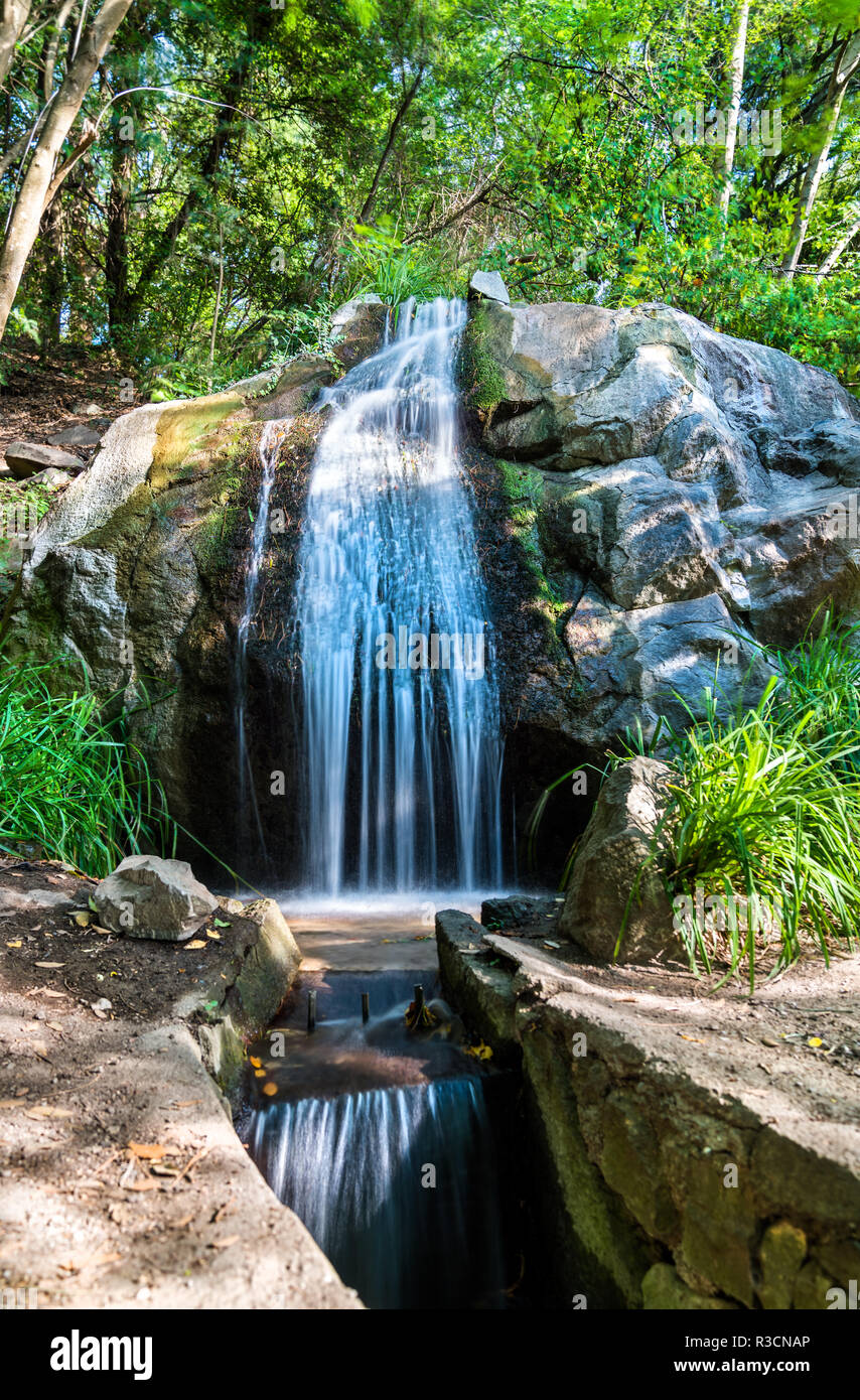 Waterfall in Vorontsov Park in Alupka, Crimea Stock Photo
