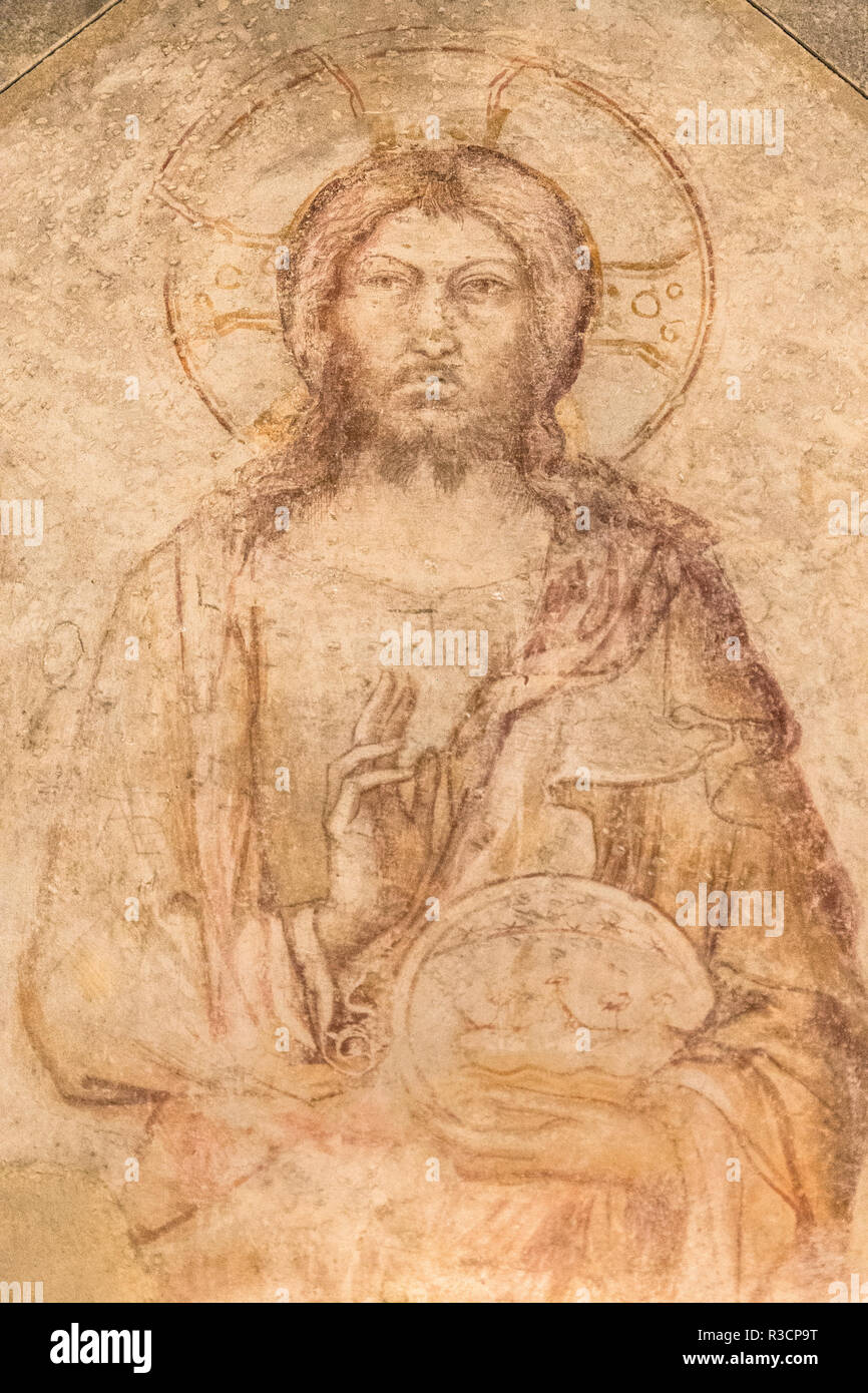 Fresco of Jesus Christ, Pope's Palace, Avignon, France Stock Photo