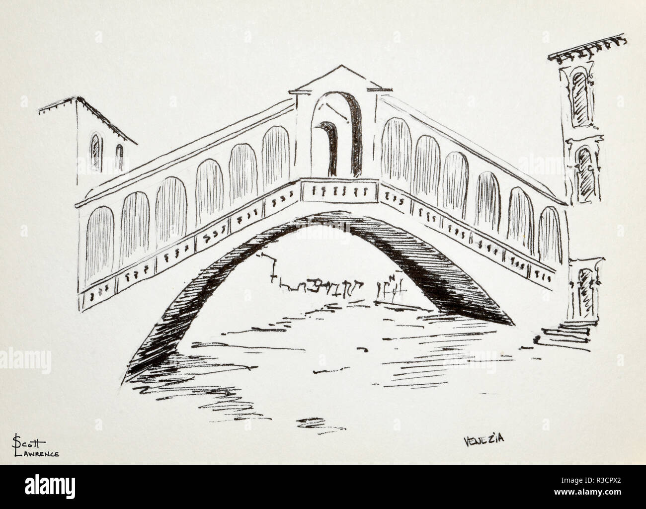 How To Draw Rialto Bridge