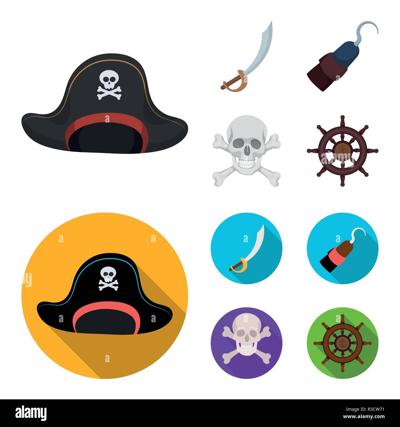 Pirate, bandit, cap, hook .Pirates set collection icons in cartoon