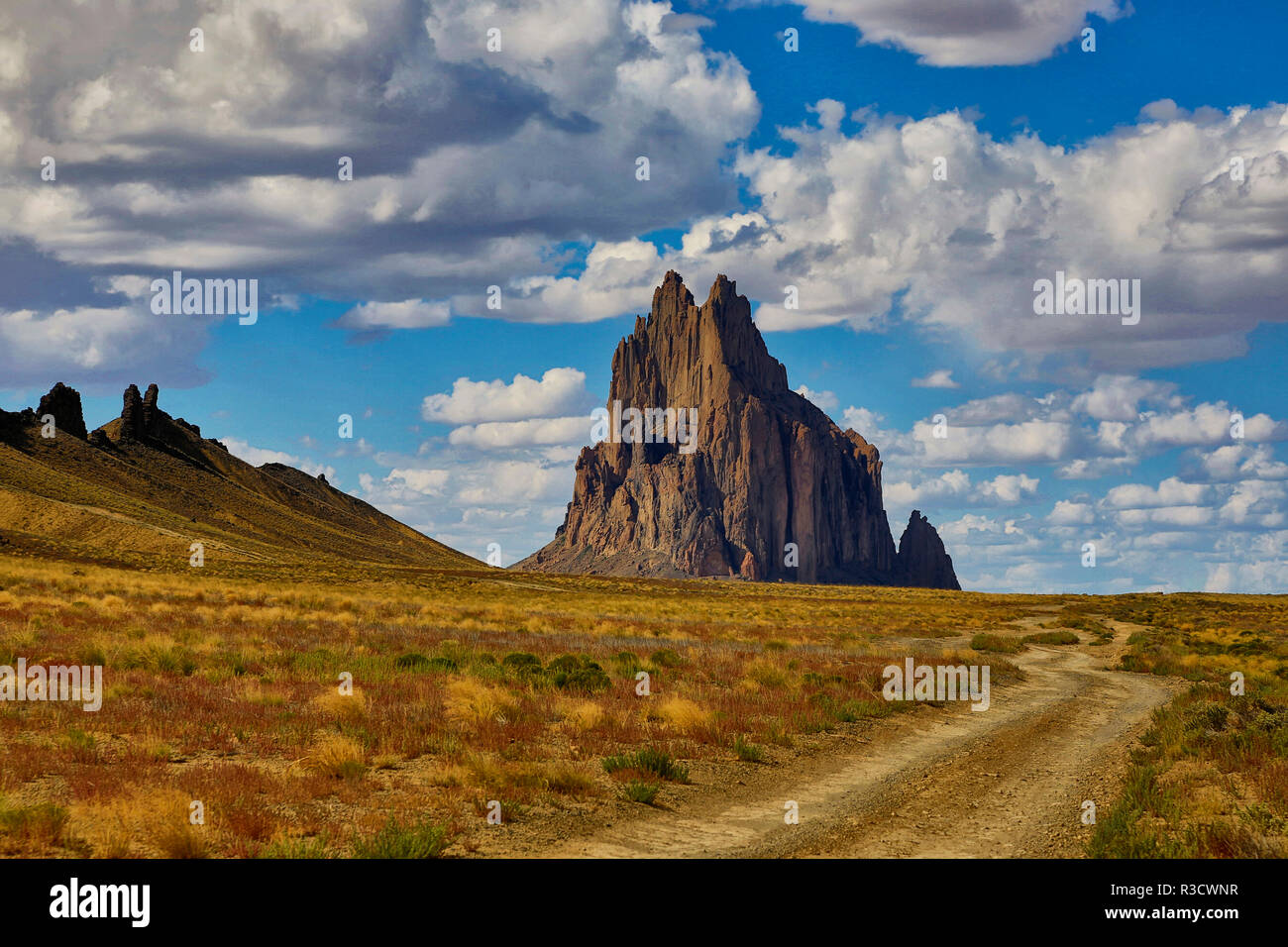 USA, New Mexico. Shiprock formation on Navajo Indian Reservation Stock