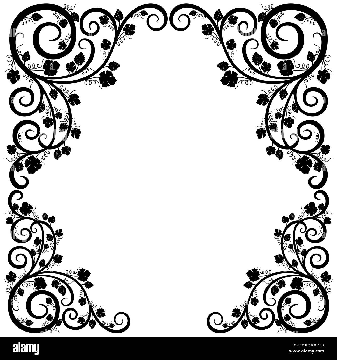 Flower border design Black and White Stock Photos & Images - Alamy