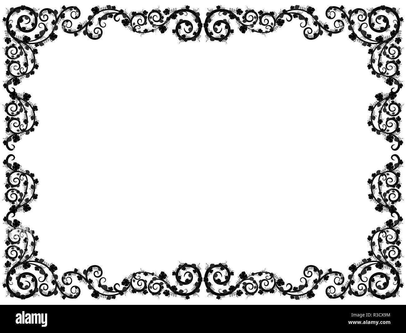 Ornamental framed floral pattern with grape border elements and with ...