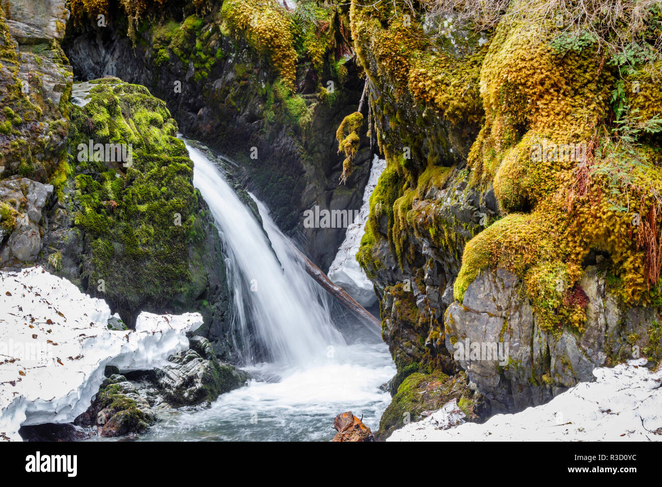 USA, Alaska. A portion of Virgin Falls in Girdwood, Alaska. Stock Photo