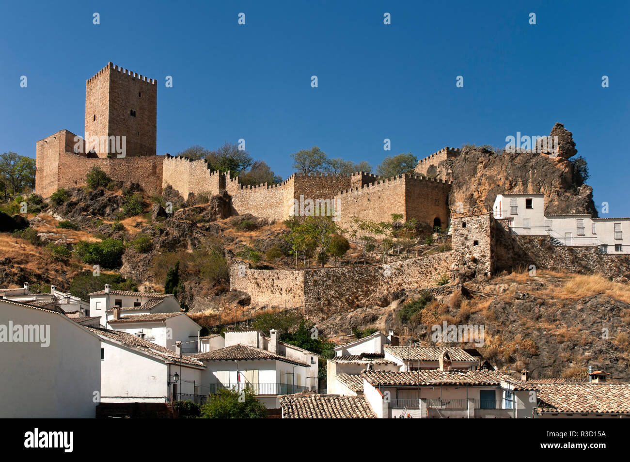 Panoramic view with the Yedra Castle (11th century). Cazorla. Jaen province. Region of Andalusia. Spain. Europe Stock Photo