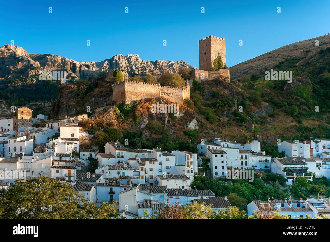 Panoramic view with the Yedra Castle (11th century). Cazorla. Jaen province. Region of Andalusia. Spain. Europe Stock Photo