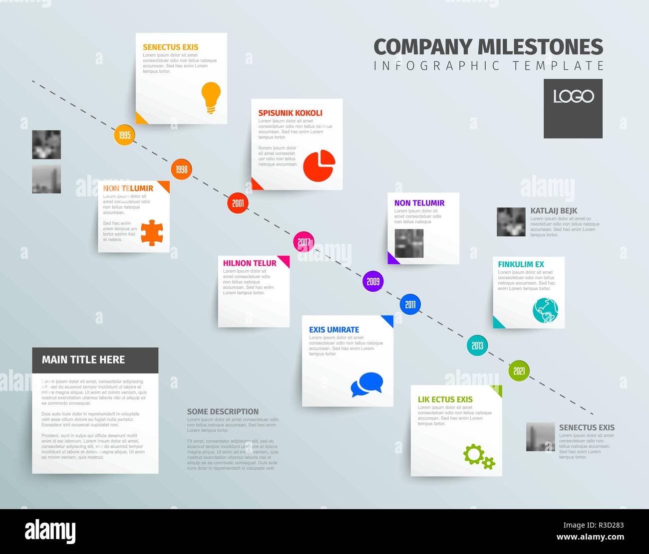Vector Infographic time report template with diagonal timeline, icons ...