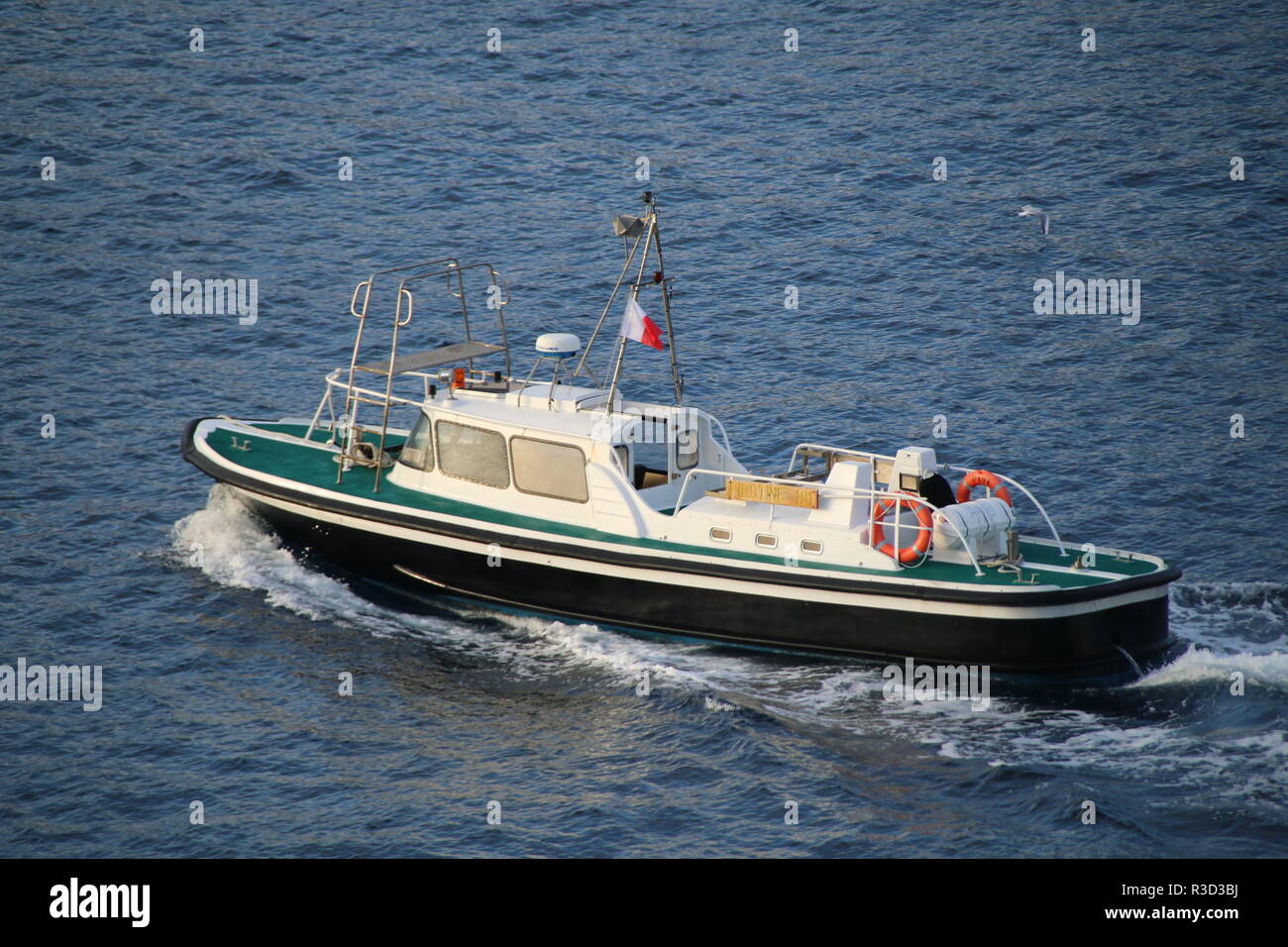Pilot boat in Villefranche, France Stock Photo
