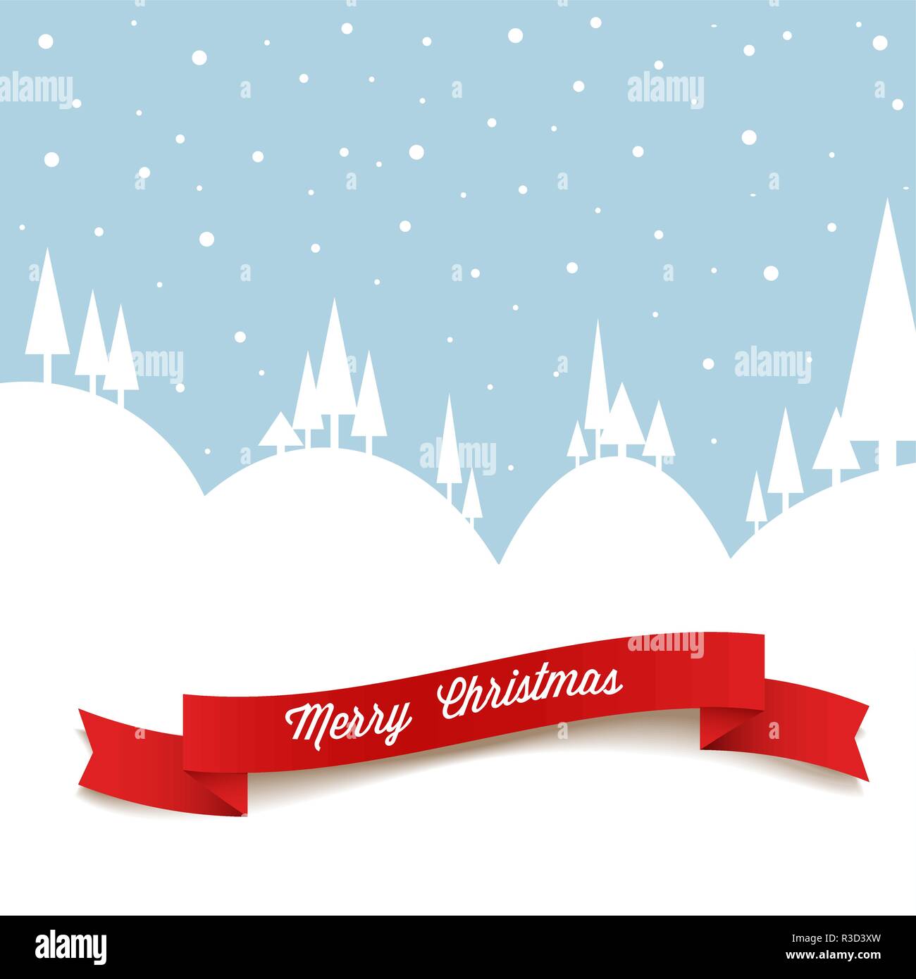 Vector retro snowy landscape as a Christmas card Stock Vector Image ...