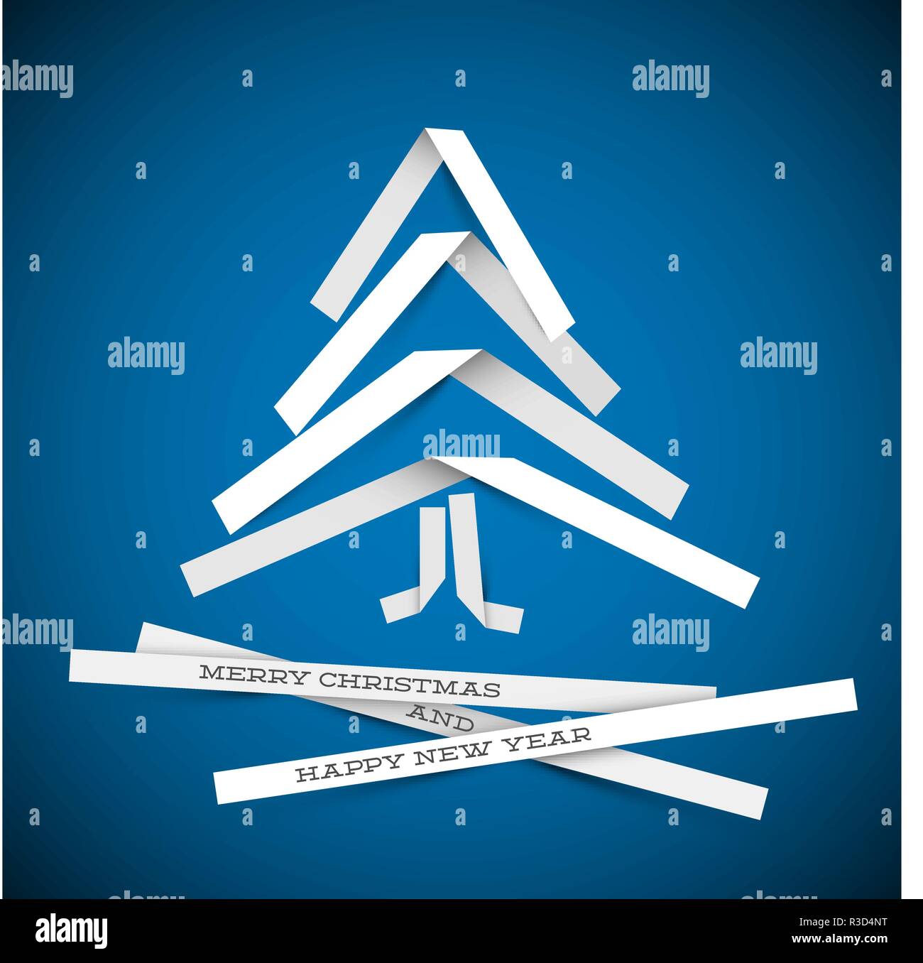 Simple vector christmas tree made from white paper stripes - original ...