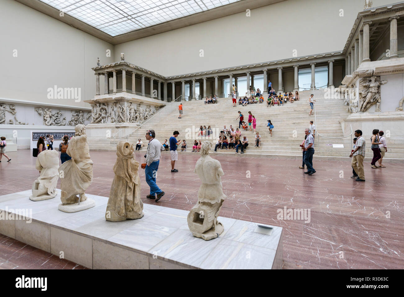 Berlin. Germany. Pergamon Museum. Reconstruction of the Great Altar of Pergamon aka Pergamon Altar.  Built during the reign of king Eumenes II in the  Stock Photo