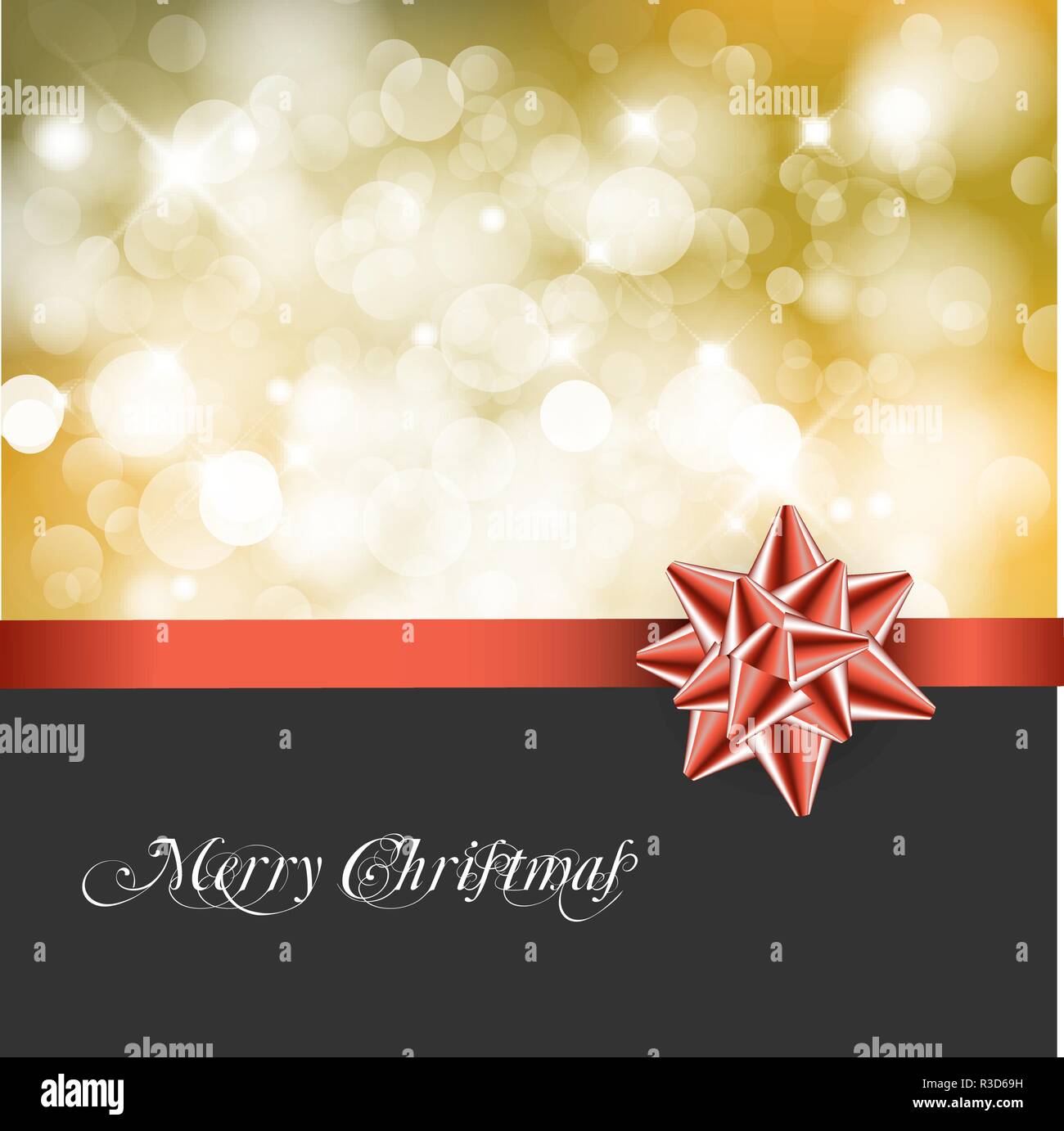 Golden ribbon with bow and Christmas abstract background Stock Vector ...
