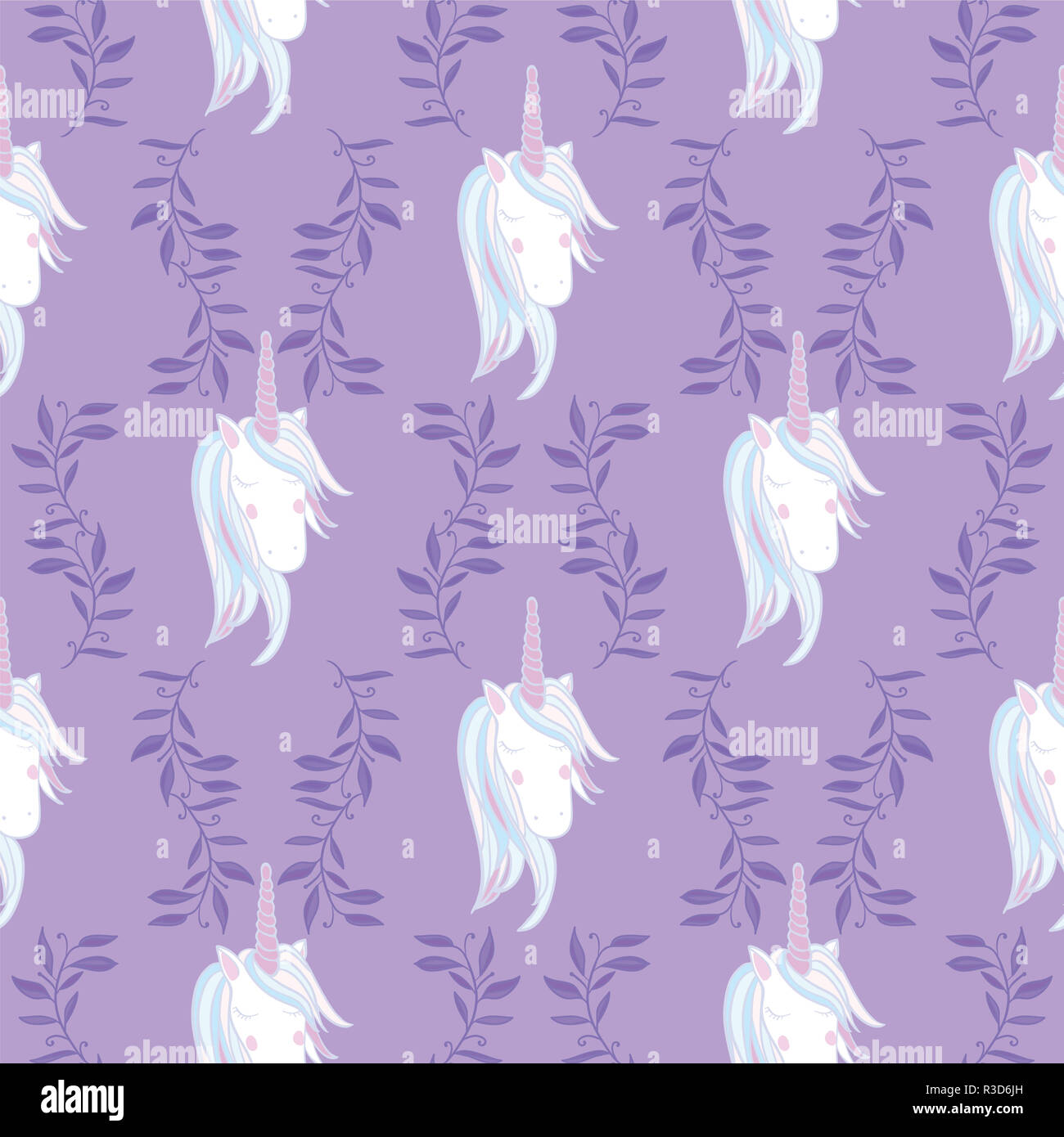 Unicorn Rainbow Seamless Pattern Girls Scrapbook Paper Perfect