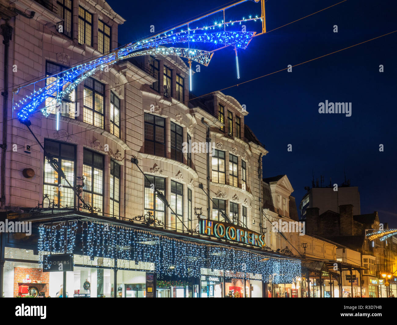Hoopers Department Store on James Street at Christmas Harrogate North Yorkshire England Stock Photo