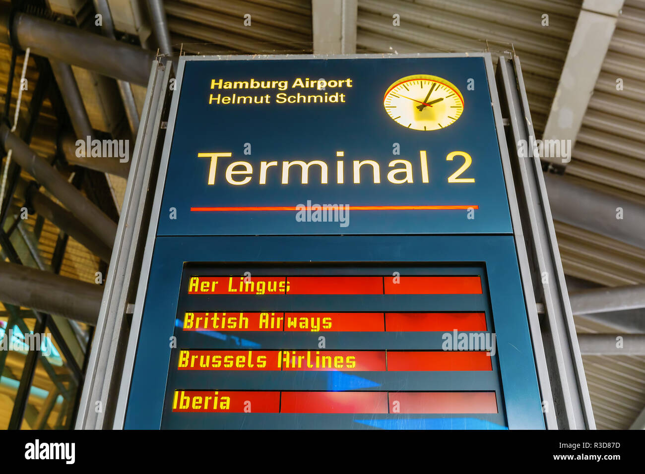 Hamburg, Germany November 11, 2018 Display board at the Hamburg
