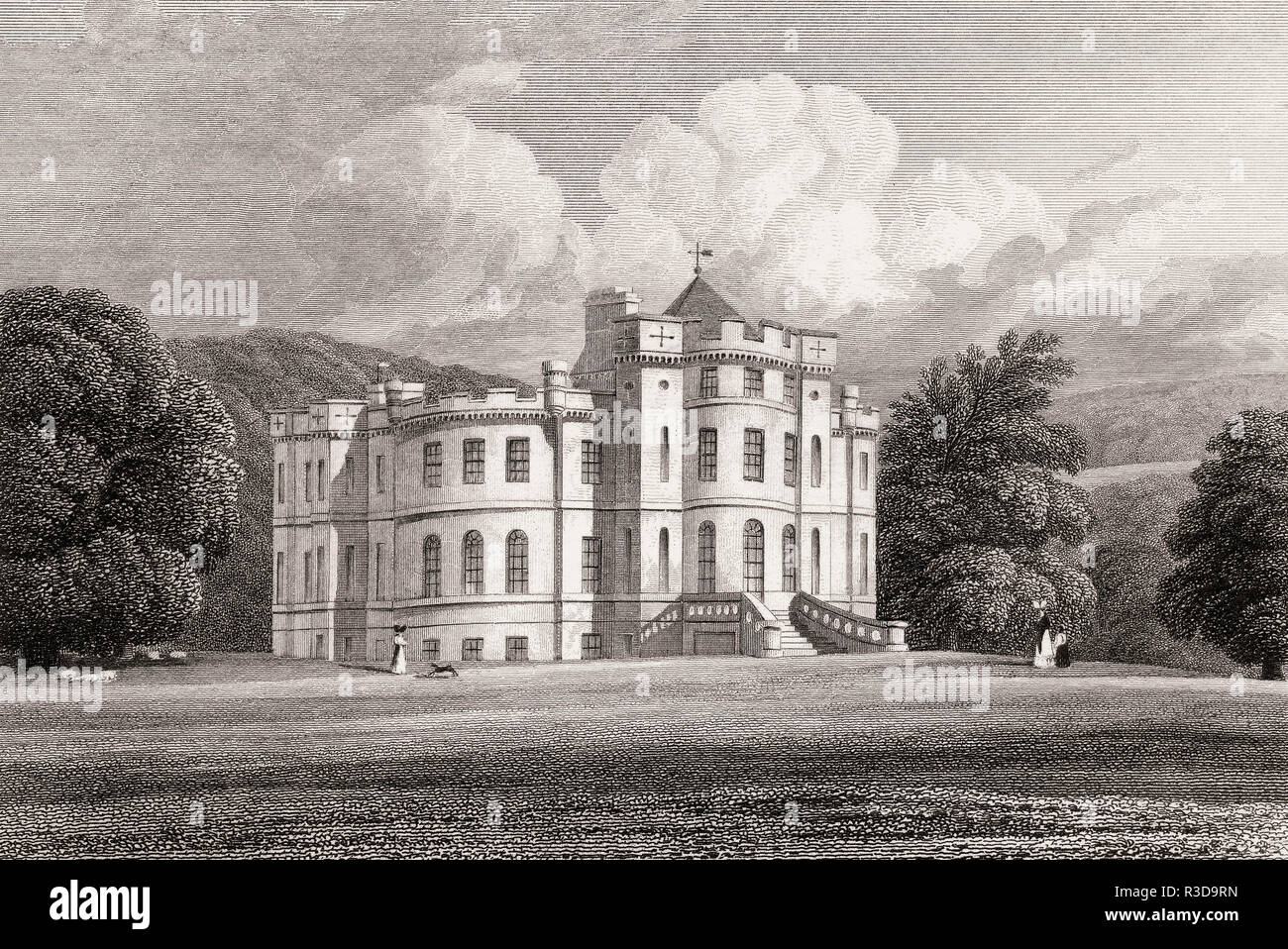 Airthrey Castle,  now part of the University of Stirling, 19th century, from Modern Athens by Th. H. Shepherd Stock Photo