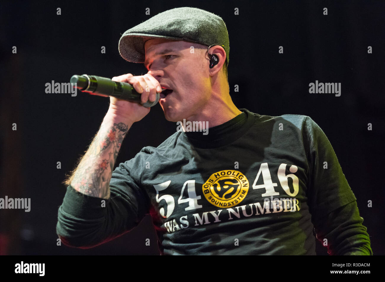 All Barr, lead singer for the Dropkick Murphys, singing for the soundcheck  before the 2017 St Patrick's Day show Stock Photo - Alamy