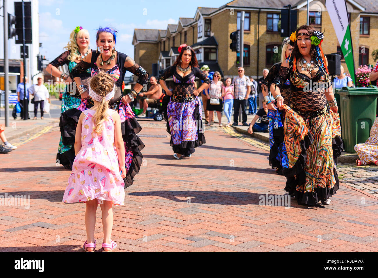 Faversham hop festival. Anaconda Dance group belly dancing in town