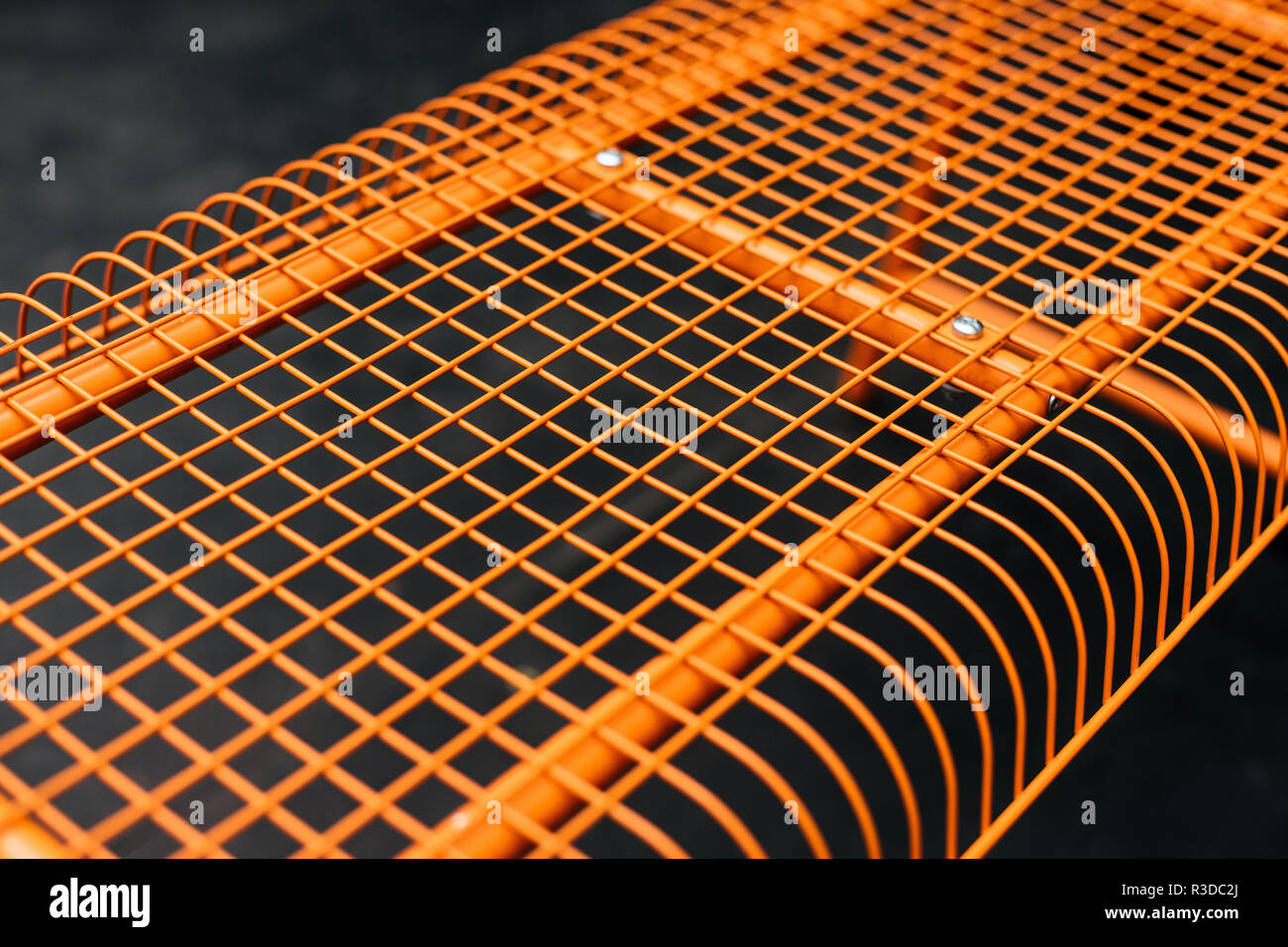 Grid Bench Orange decorative grid bench as a part of street cafe style Stock Photo ...