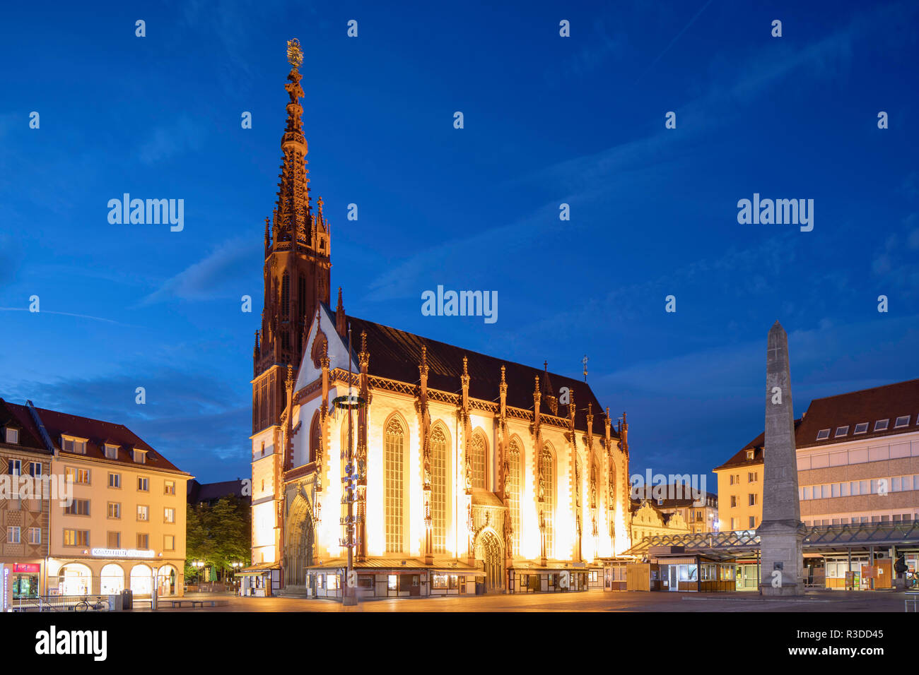 Marienkapelle at dusk, Wurzburg, Bavaria, Germany Stock Photo