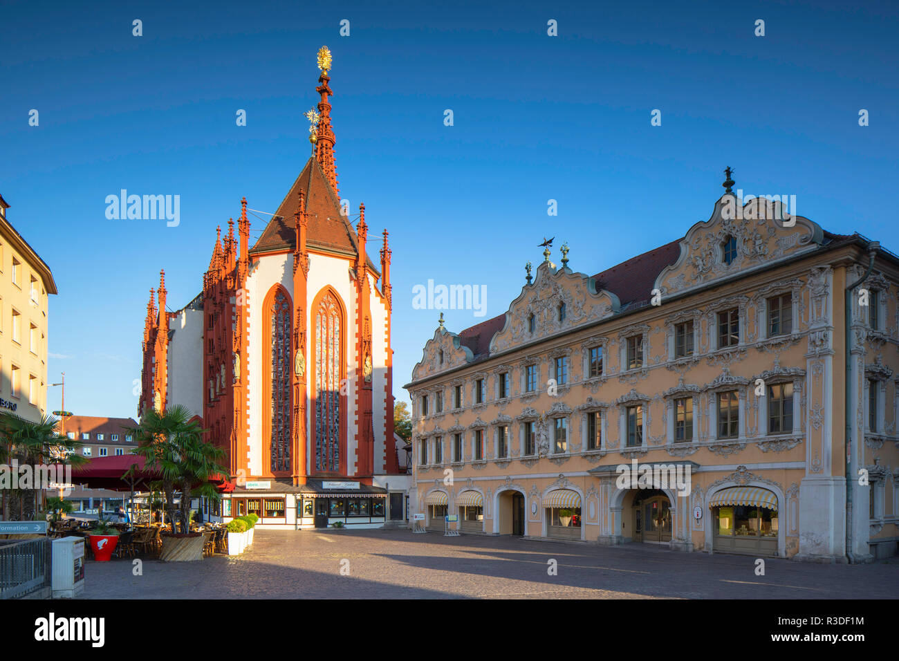 Marienkapelle and Falkenhaus, Wurzburg, Bavaria, Germany Stock Photo