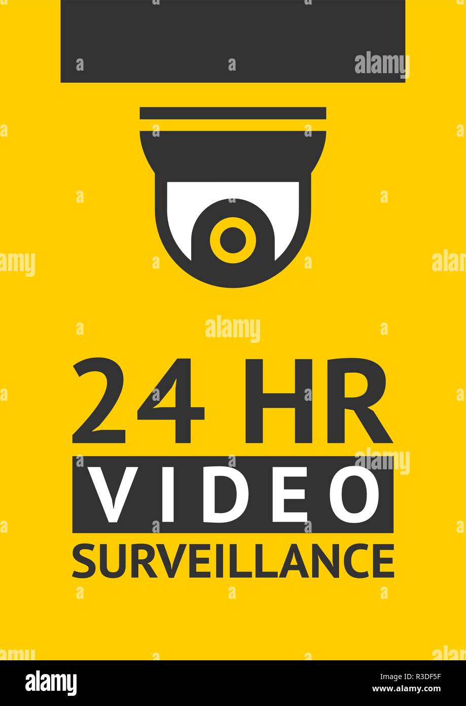 Notice Video Surveillance symbol, sticker. Vector illustration for print Stock Vector Image