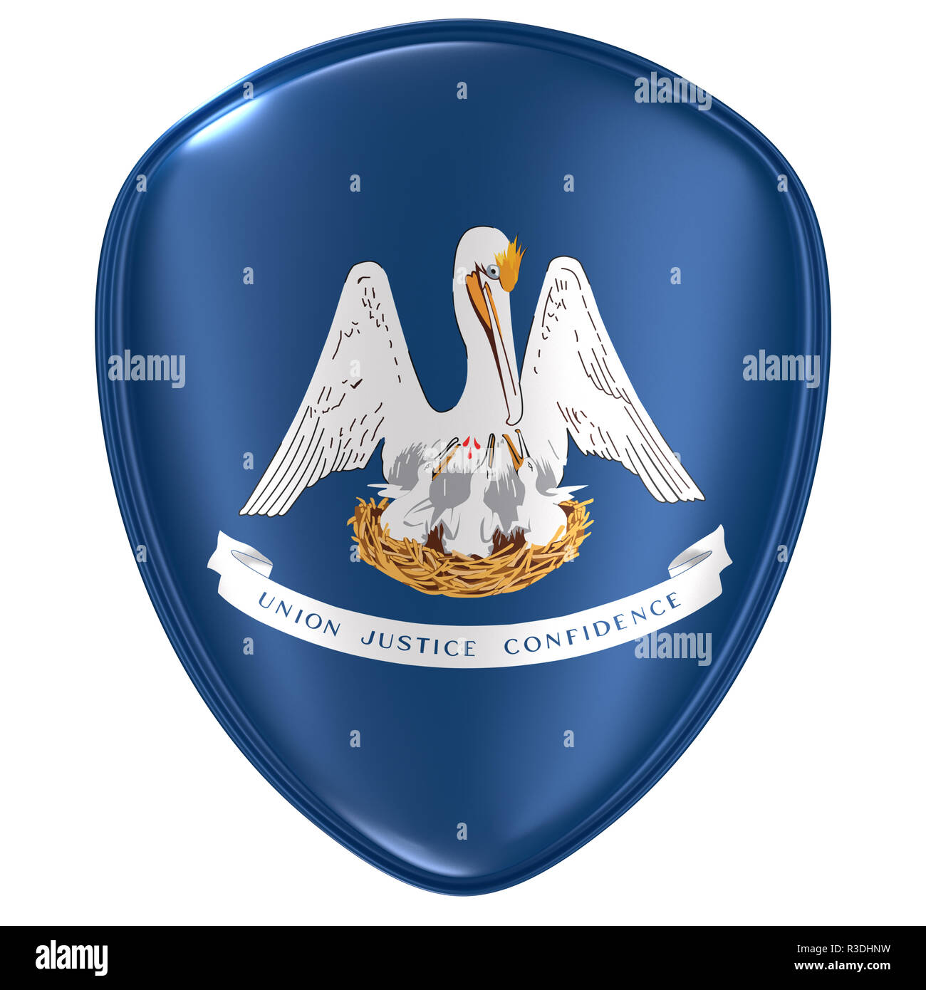 3d rendering of a Louisiana USA State flag icon on white background ...