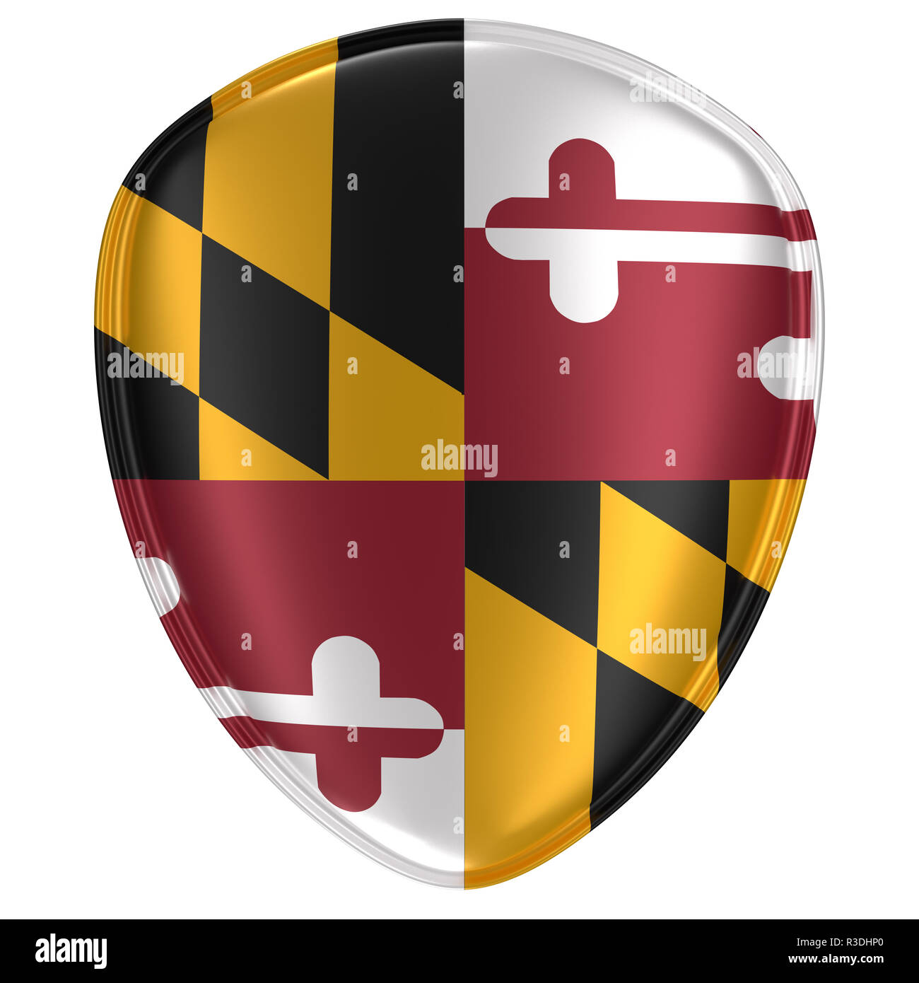 3d rendering of a Maryland USA State flag icon on white background ...