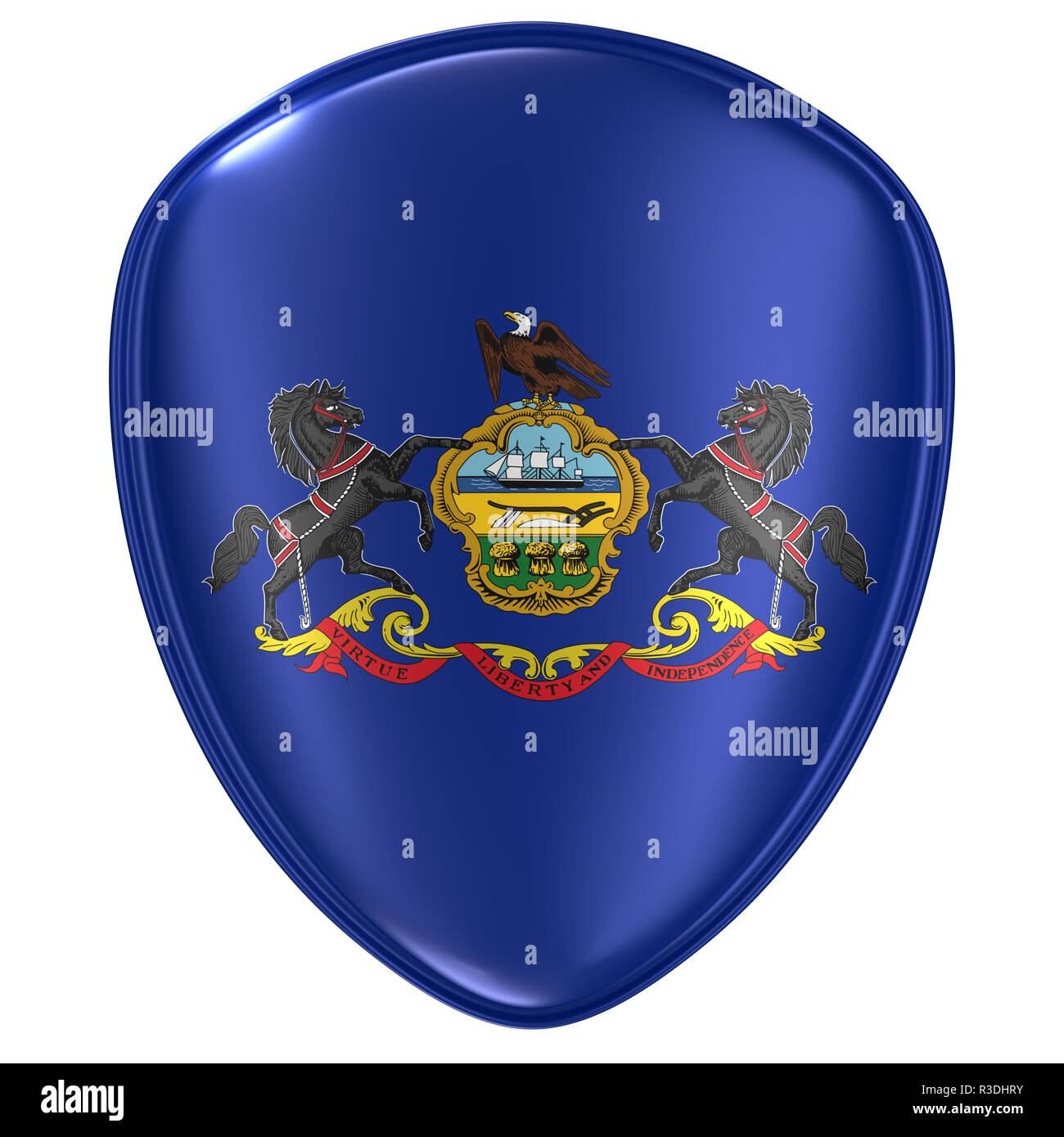 3d rendering of a Pennsylvania USA State flag icon on white background ...