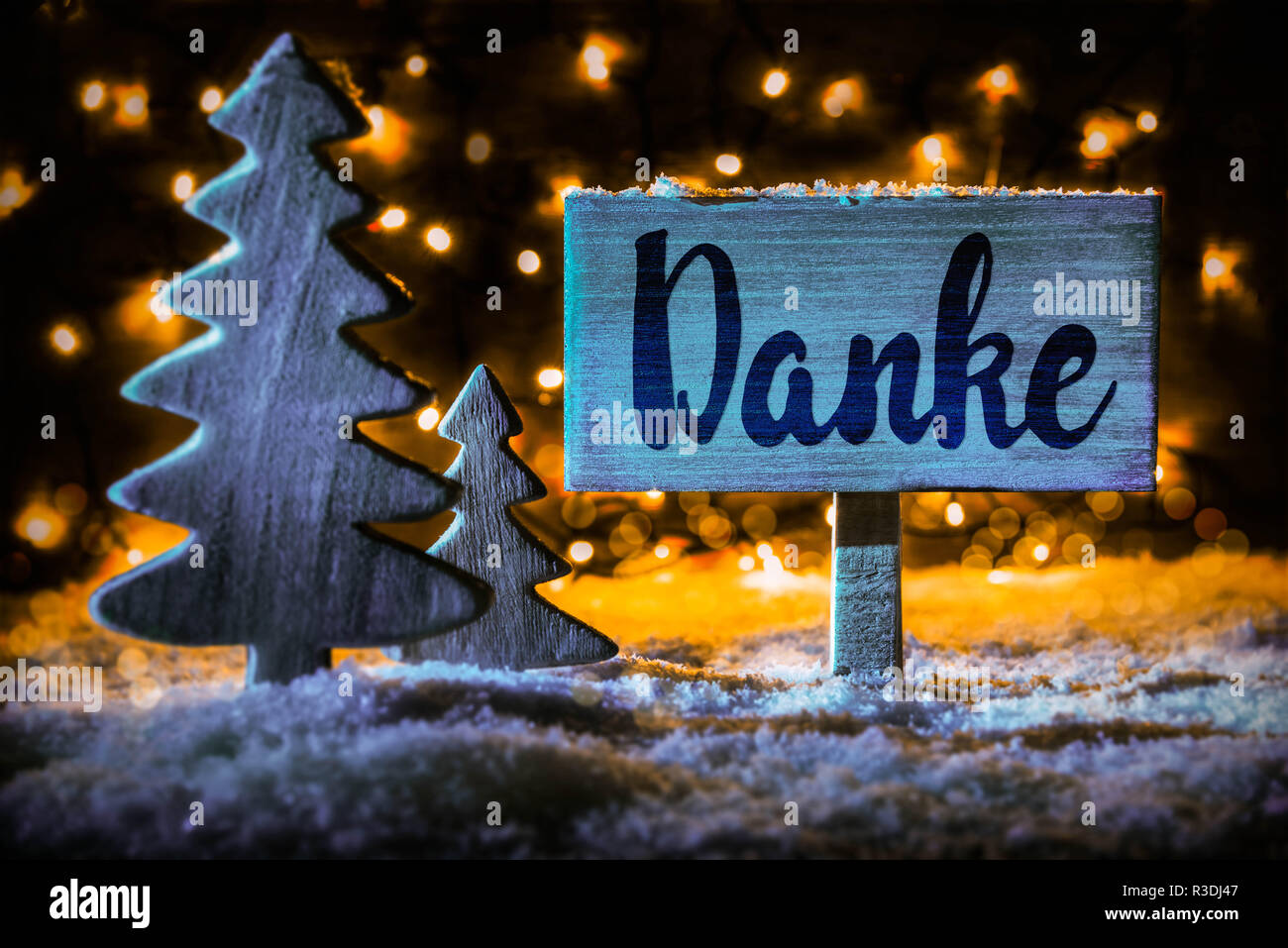 Wooden Sign With German Calligraphy Danke Mean Means Thank You